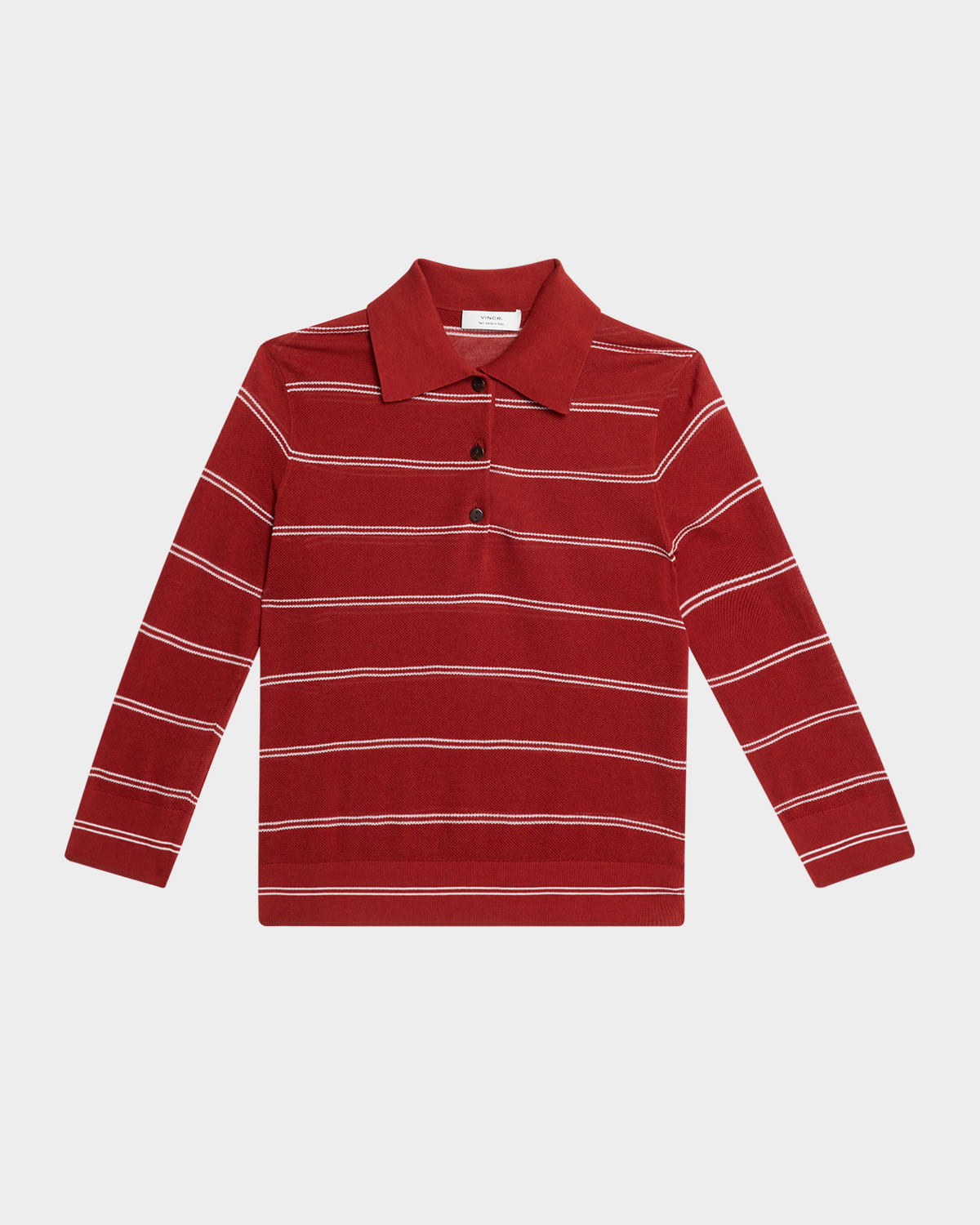 Vince Striped Pique Cotton Polo
