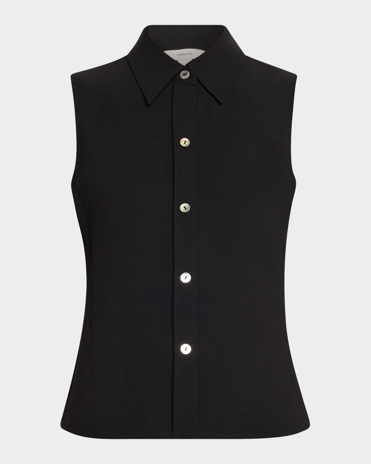 Vince Sleeveless Button Down Blouse In Black