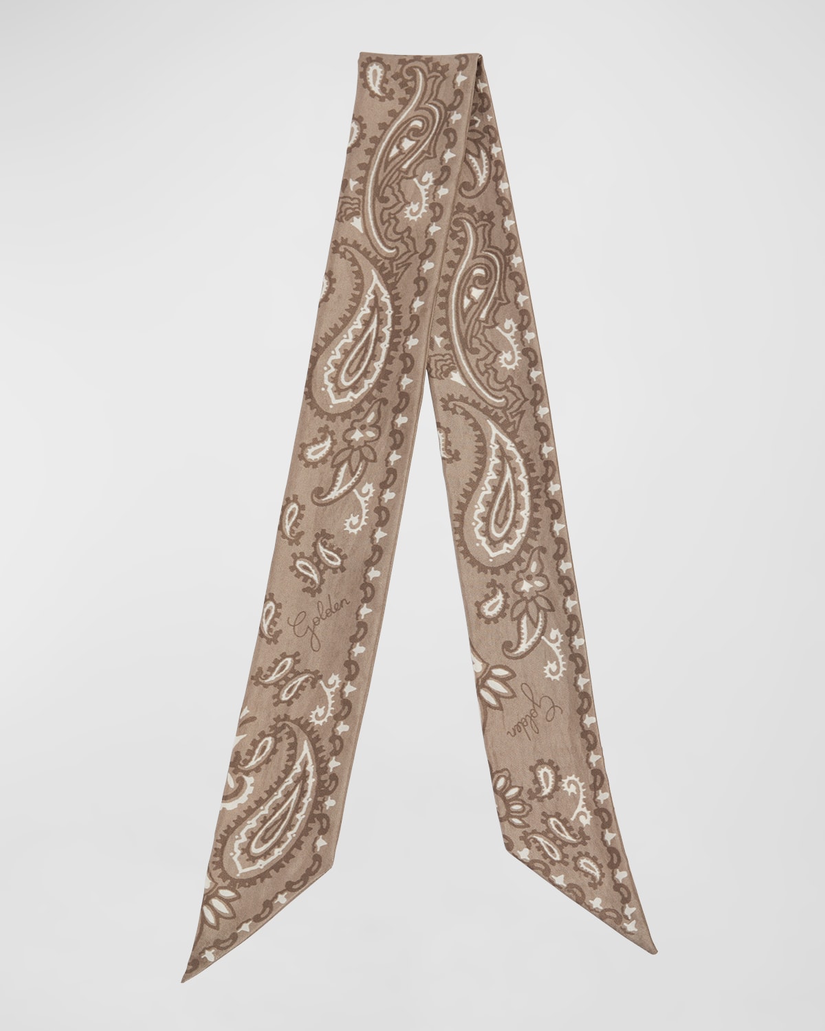 Shop Golden Goose Journey Paisley Silk Twill Scarf In Taupe