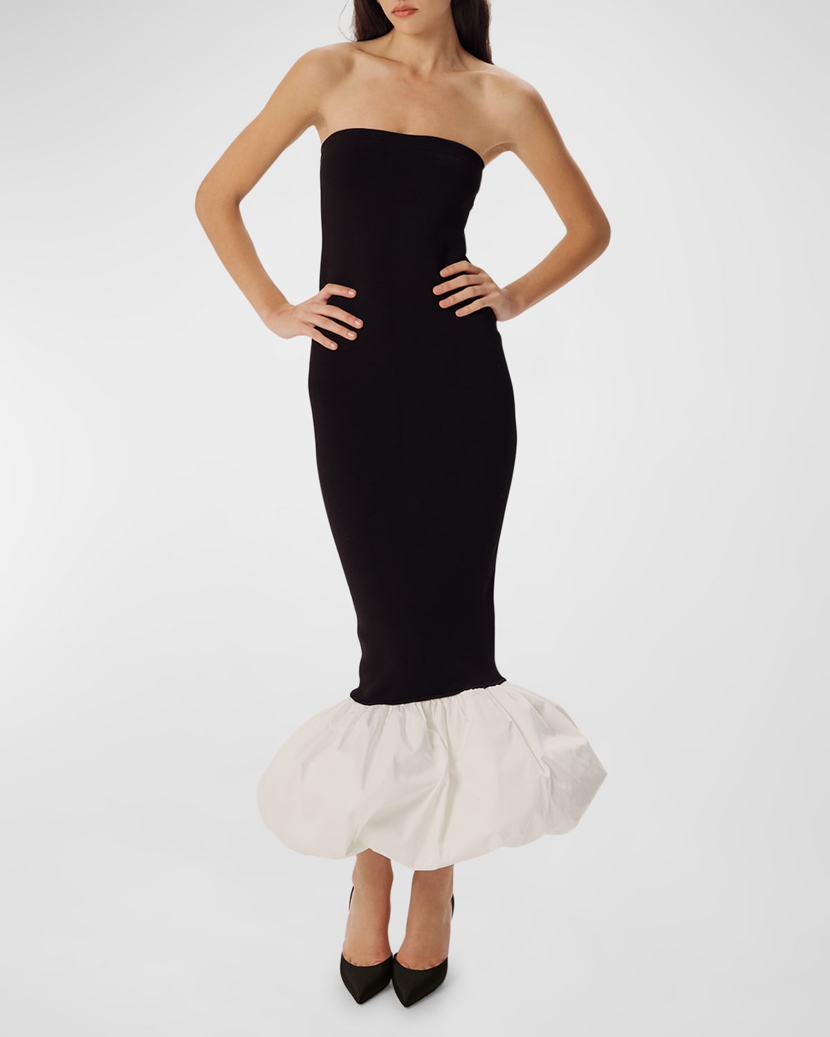 Uttara Strapless Compact Knit Two-Tone Gown