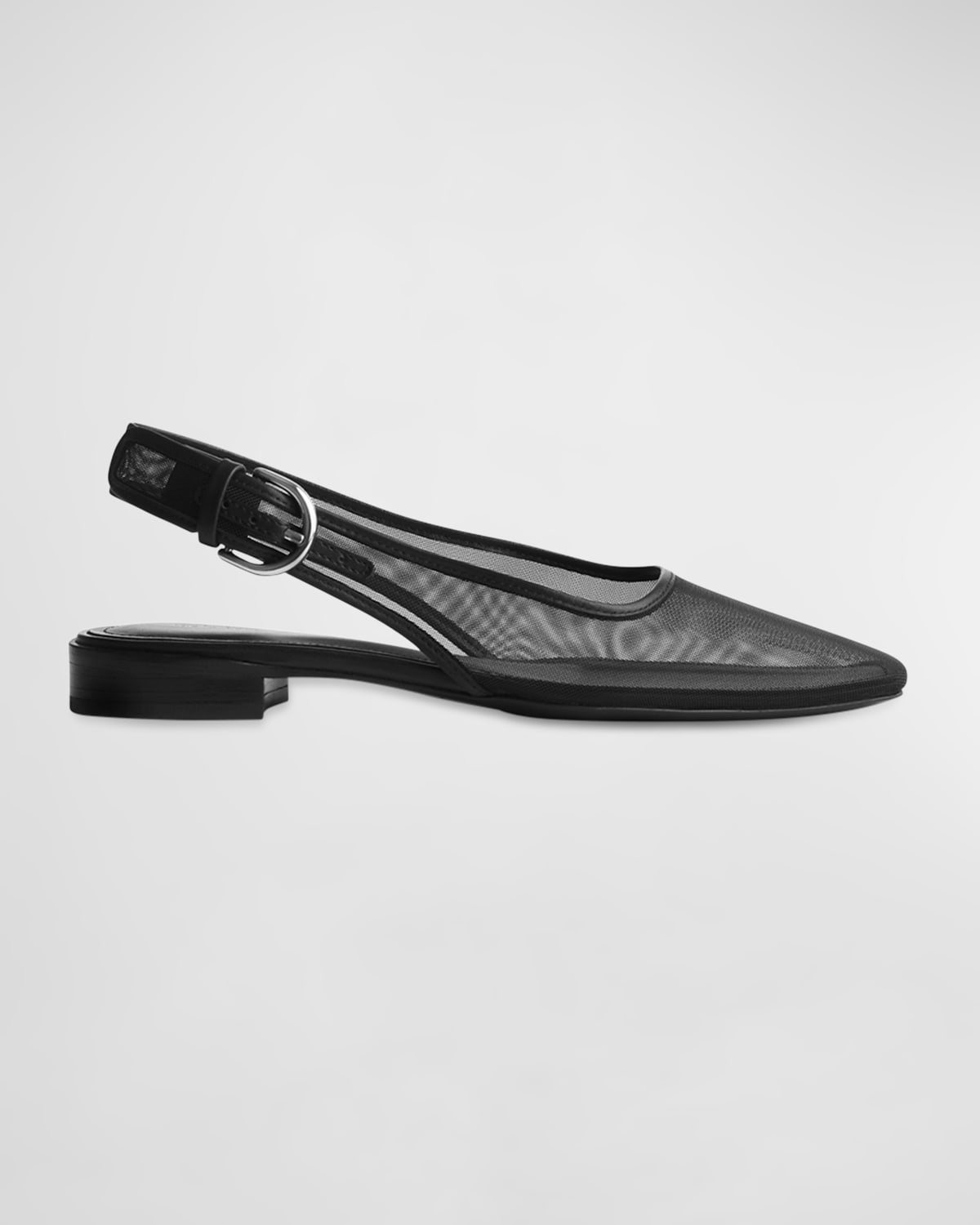 Rag & Bone Astra Mesh Buckle Slingback Ballerina Flats In Black