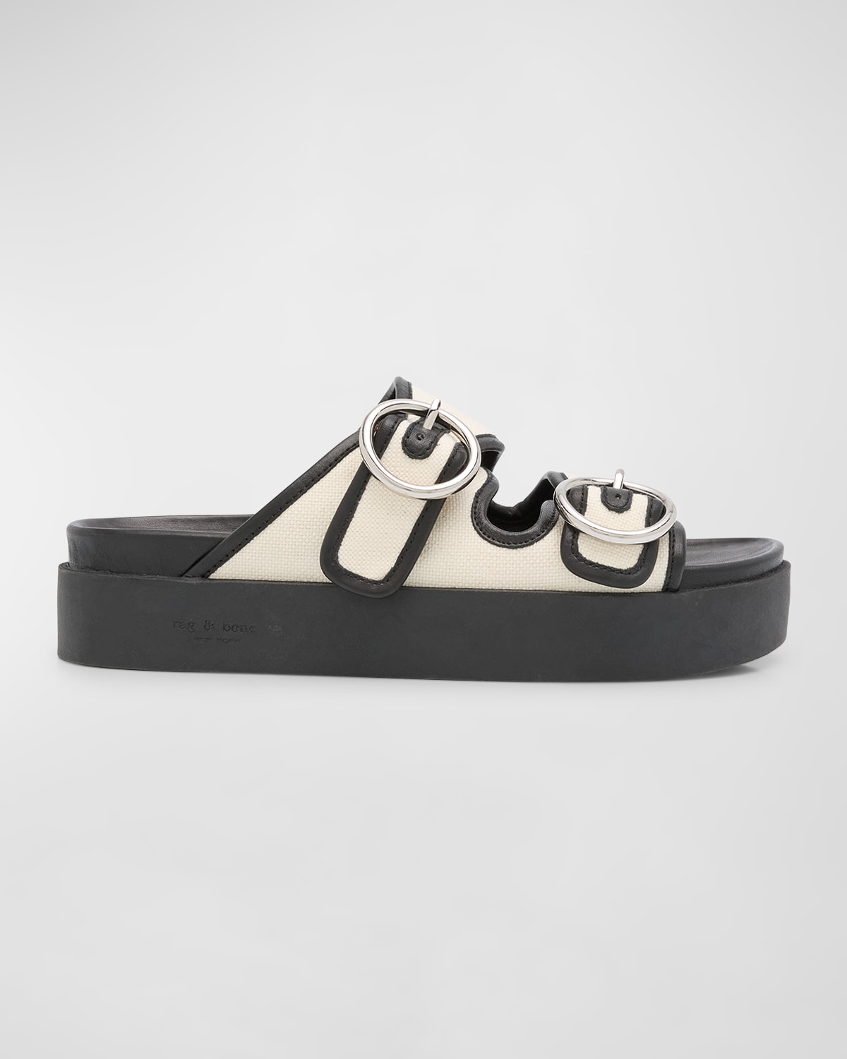 Shop Rag & Bone Geo Buckle Platform Sandals In Antique White/black
