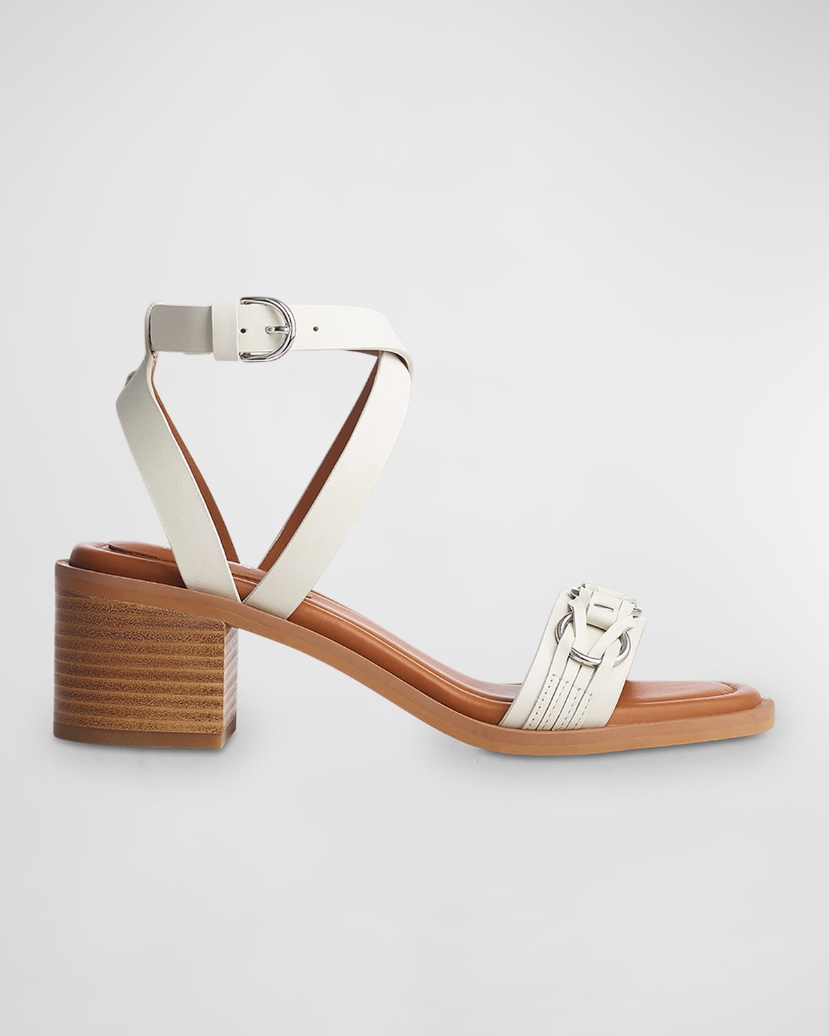 Shop Rag & Bone Geo Leather Chain Ankle-strap Sandals In Antqwht