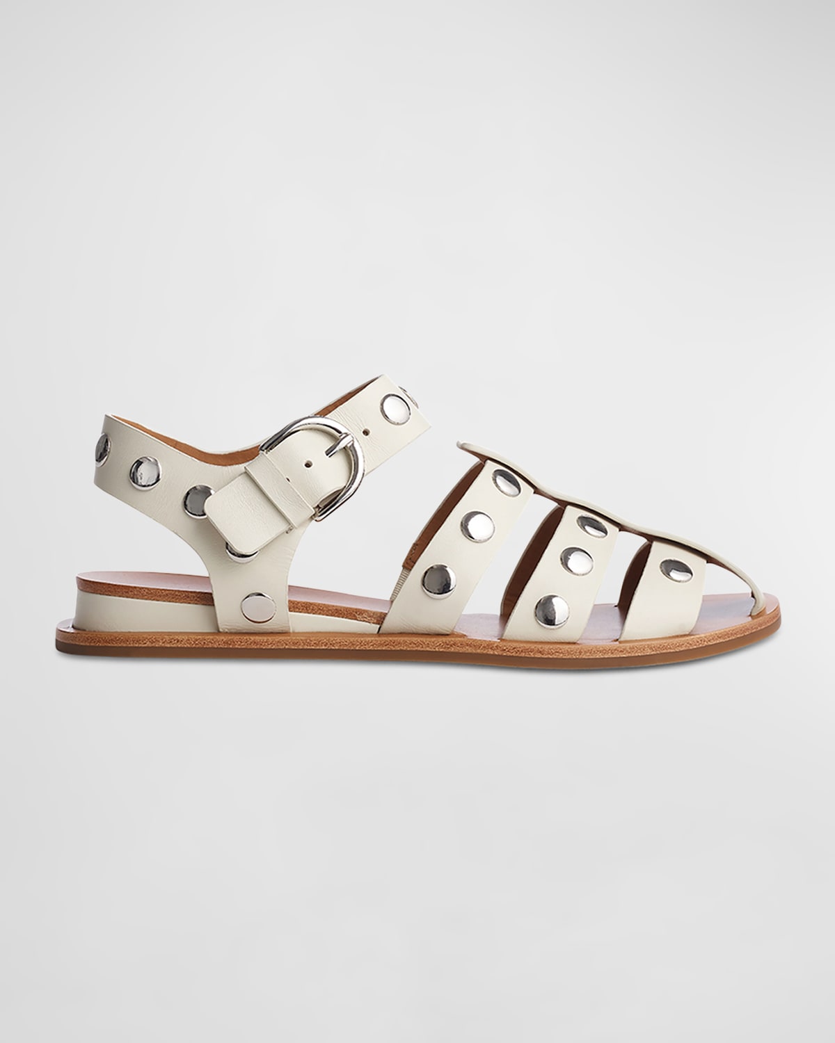 Shop Rag & Bone Beau Studded Leather Fisherman Sandals In Antique White