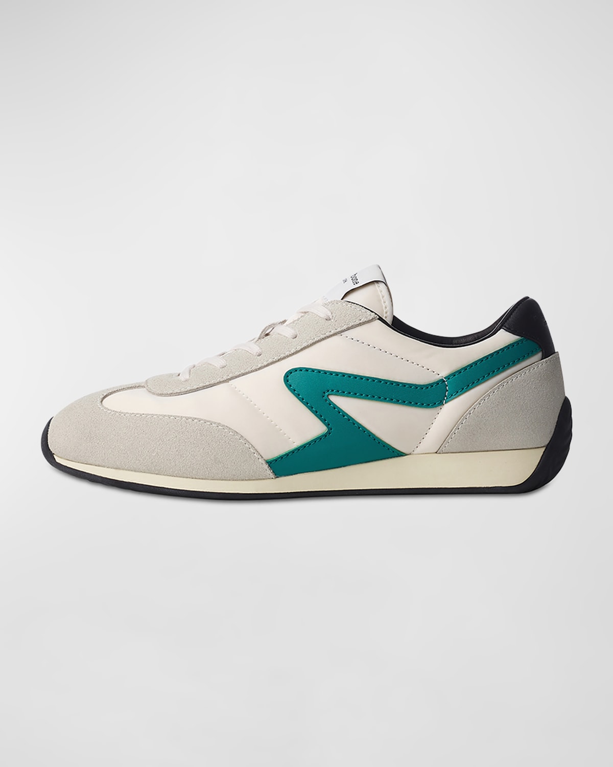 Shop Rag & Bone Retro Mixed Leather Runner Sneakers In White/green