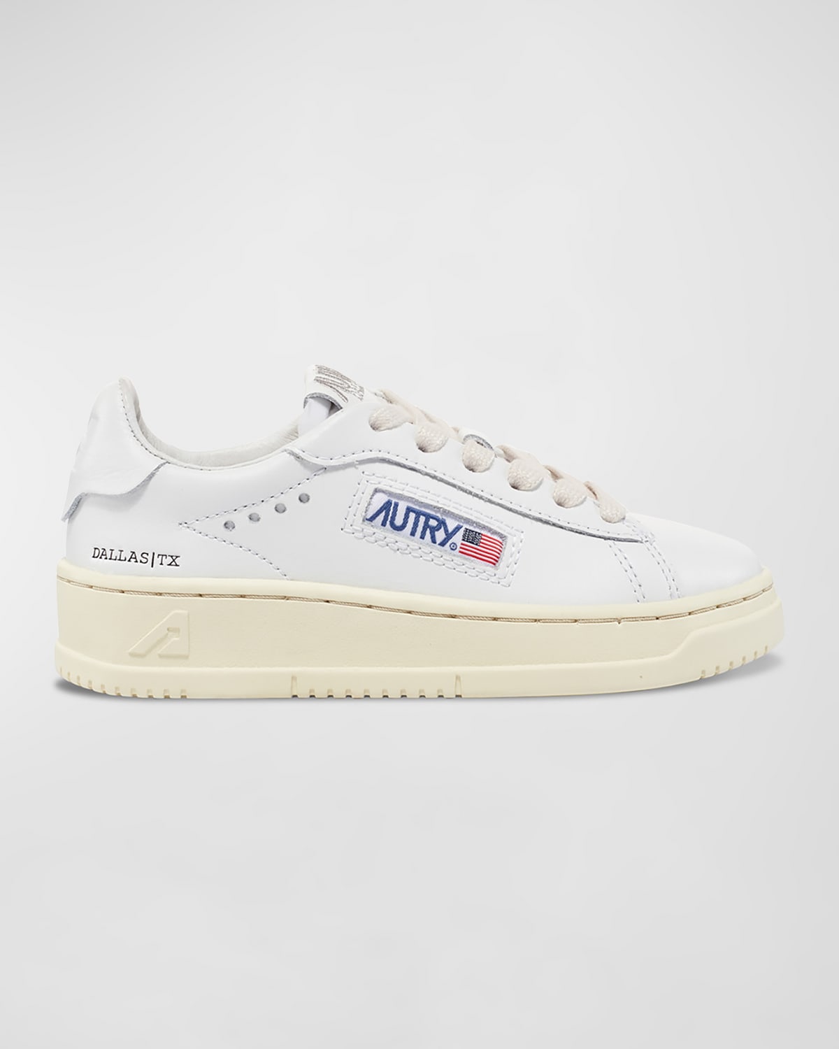 Shop Autry Kid's Dallas Leather Low-top Sneakers In White