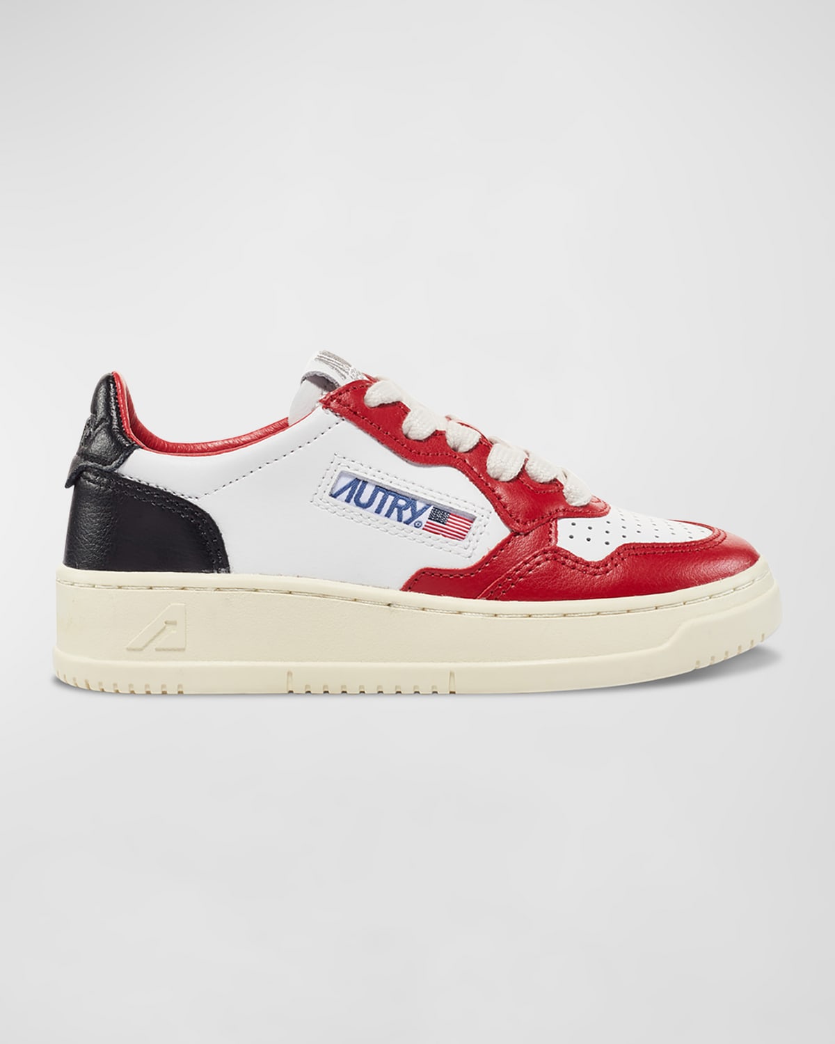 Shop Autry Kid's Medalist Low-top Bicolor Leather Sneakers, Toddlers/kids In Black And Red