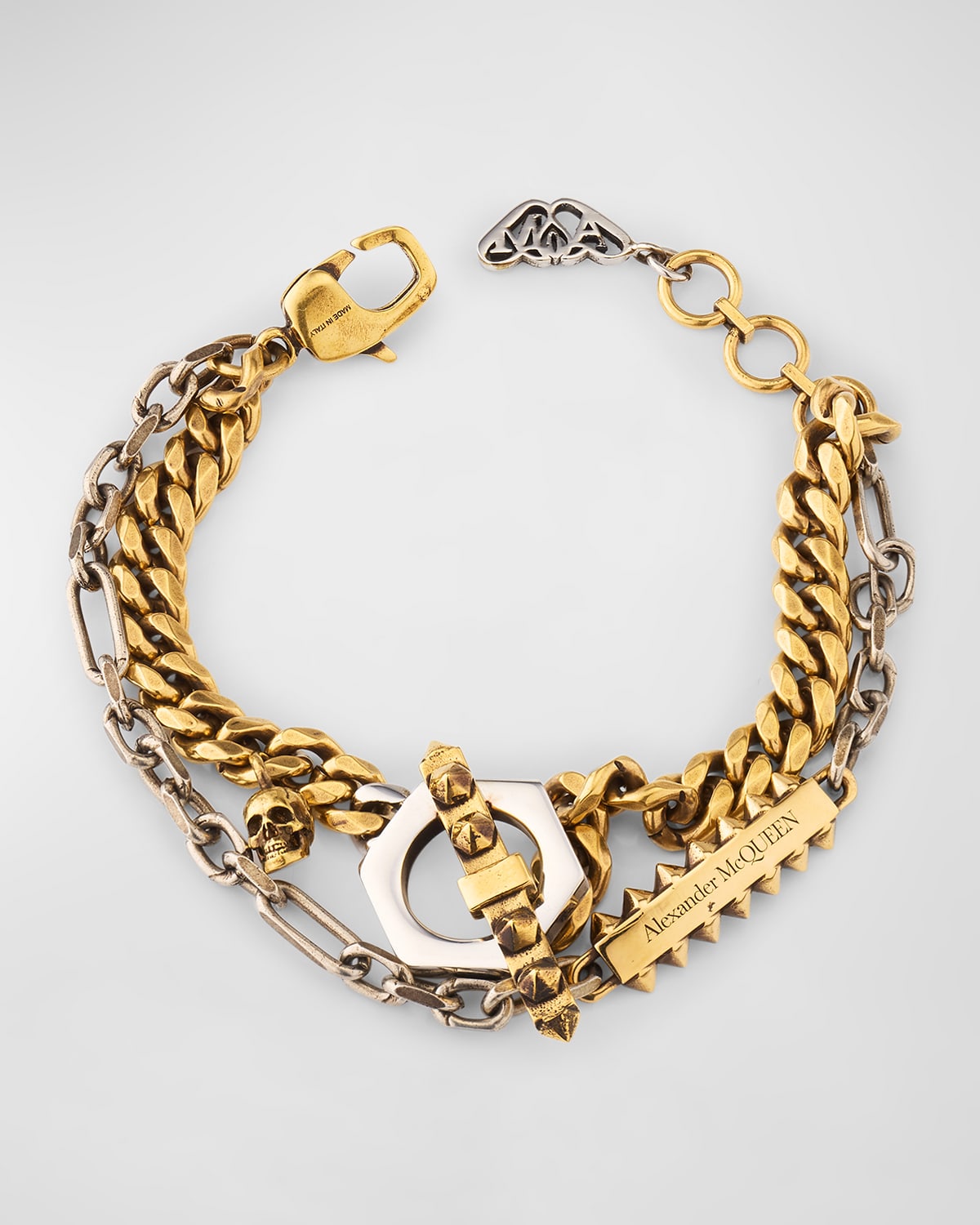 Shop Alexander Mcqueen Brass Punk Chain Bracelet In Gold Multi