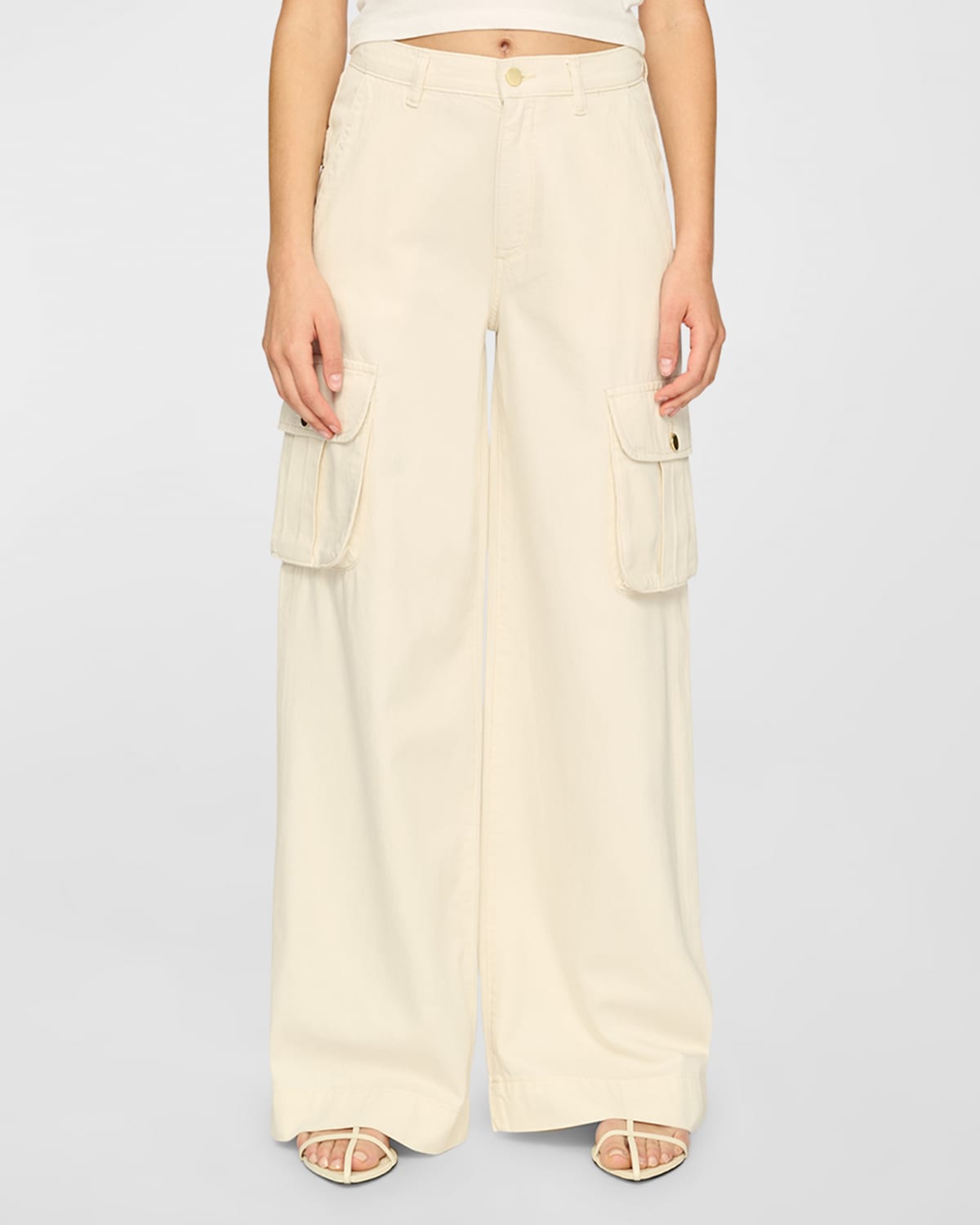 Shop Dl1961 Zoie Wide-leg Relaxed Cargo Pants In Flax Cargo