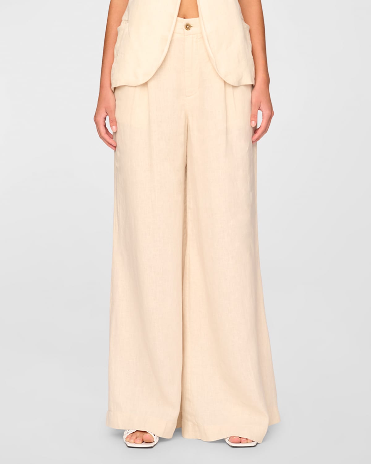 Shop Dl1961 Lucila Pleated Ultra Wide-leg High Rise Pants In Flax Linen