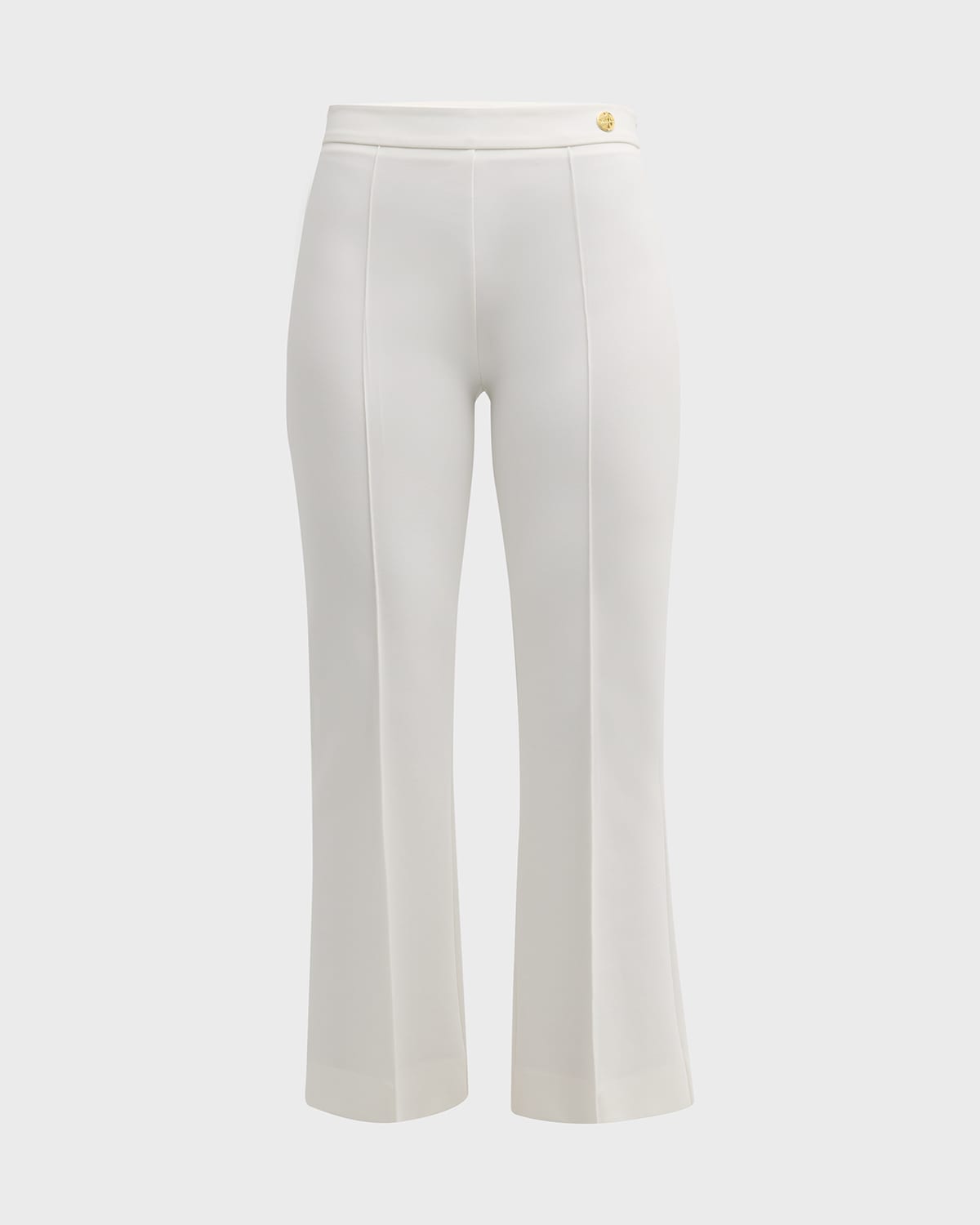 Shop Callas Milano Lola Cropped Pintuck Flare-leg Pants In White