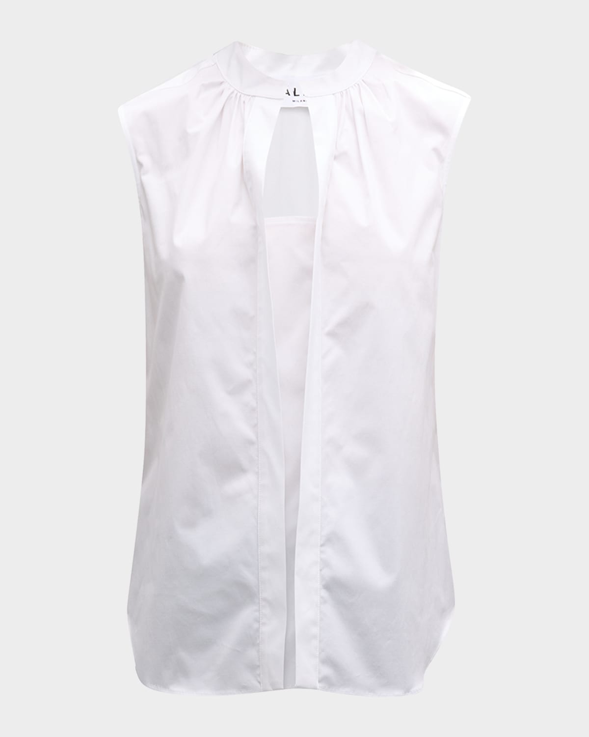 Shop Callas Milano Olympia Sleeveless Cotton Poplin Blouse In White