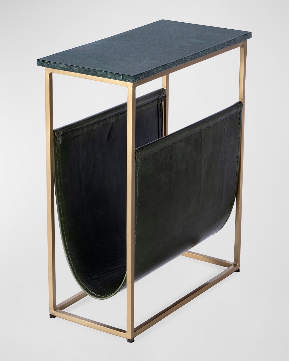 Shop Butler Specialty Co Edie Leather Side Table In Green Marble