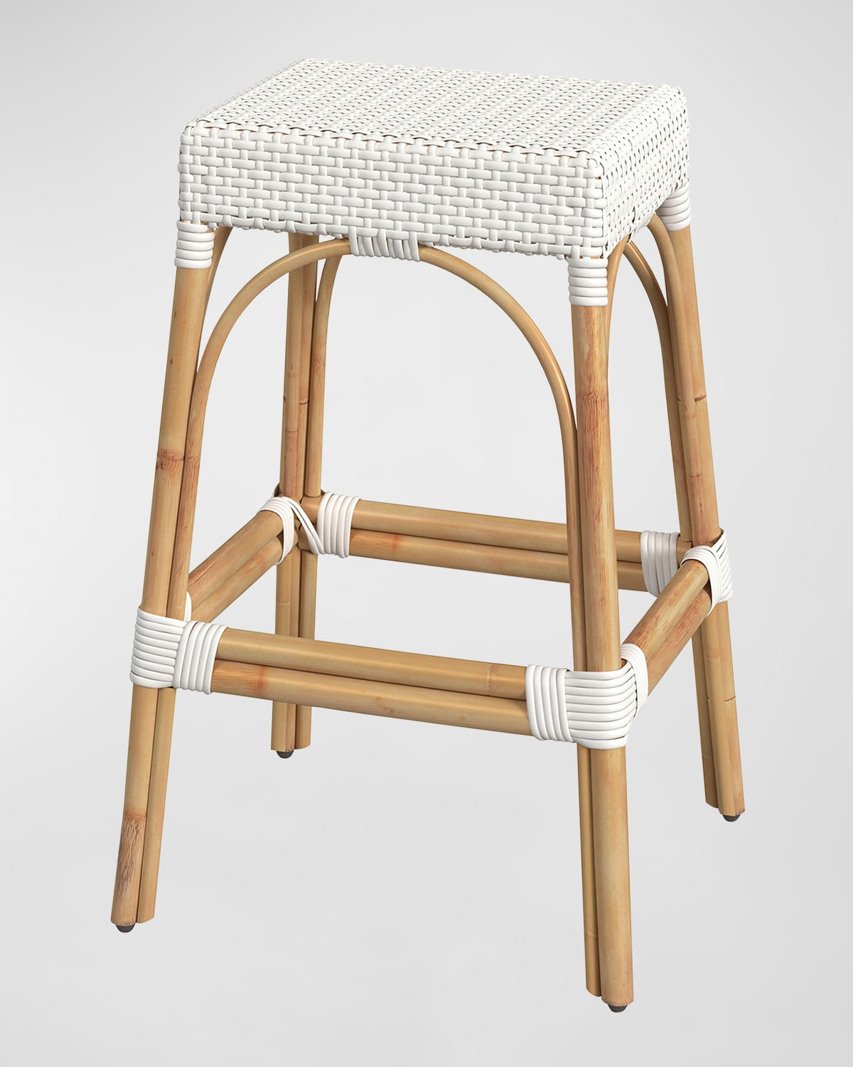 Shop Butler Specialty Co Robias Rattan Bar Stool 30" In Glossy White