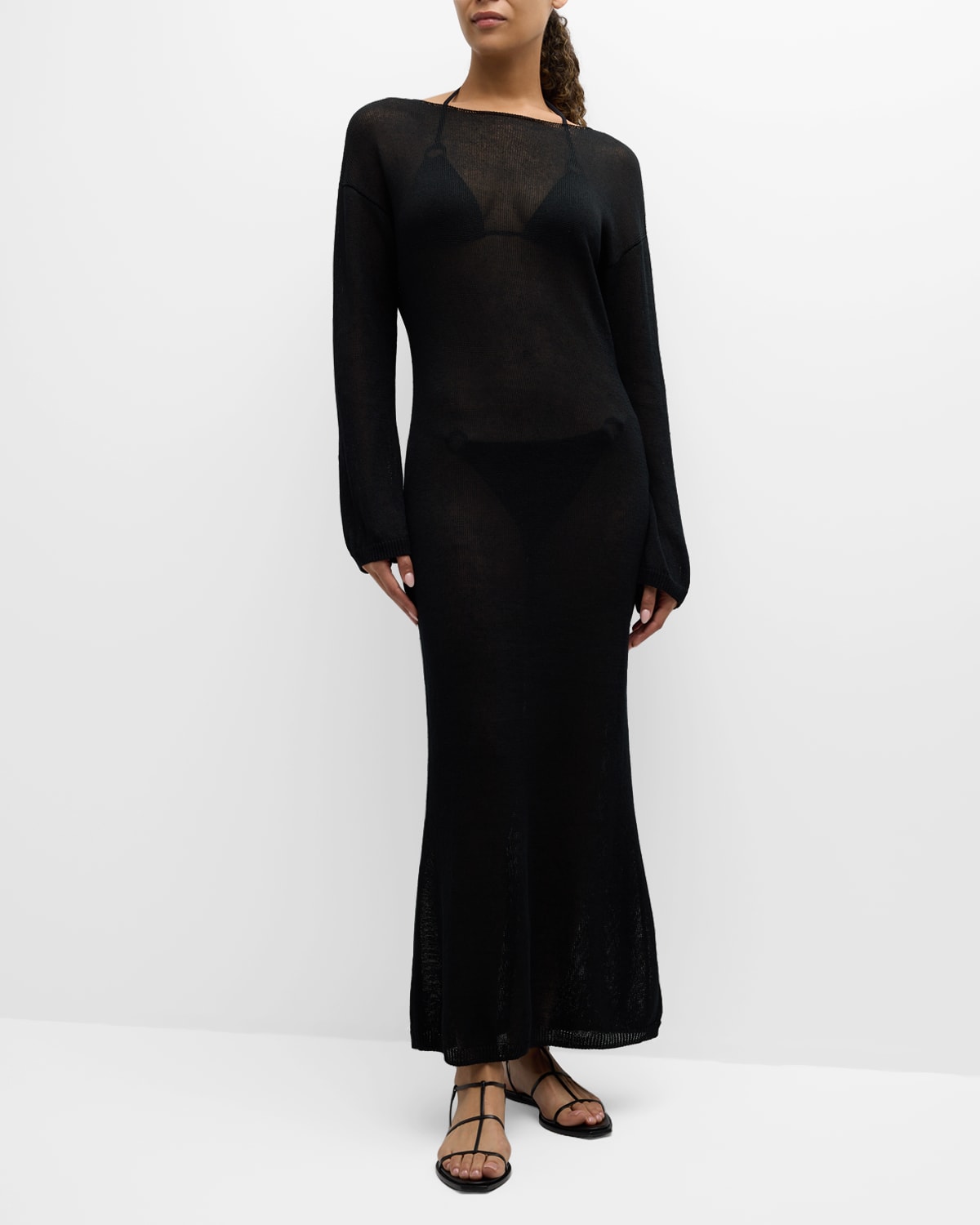 Shop Solid & Striped X Sofia Richie Grainge The Polly Knit Maxi Dress In Noir