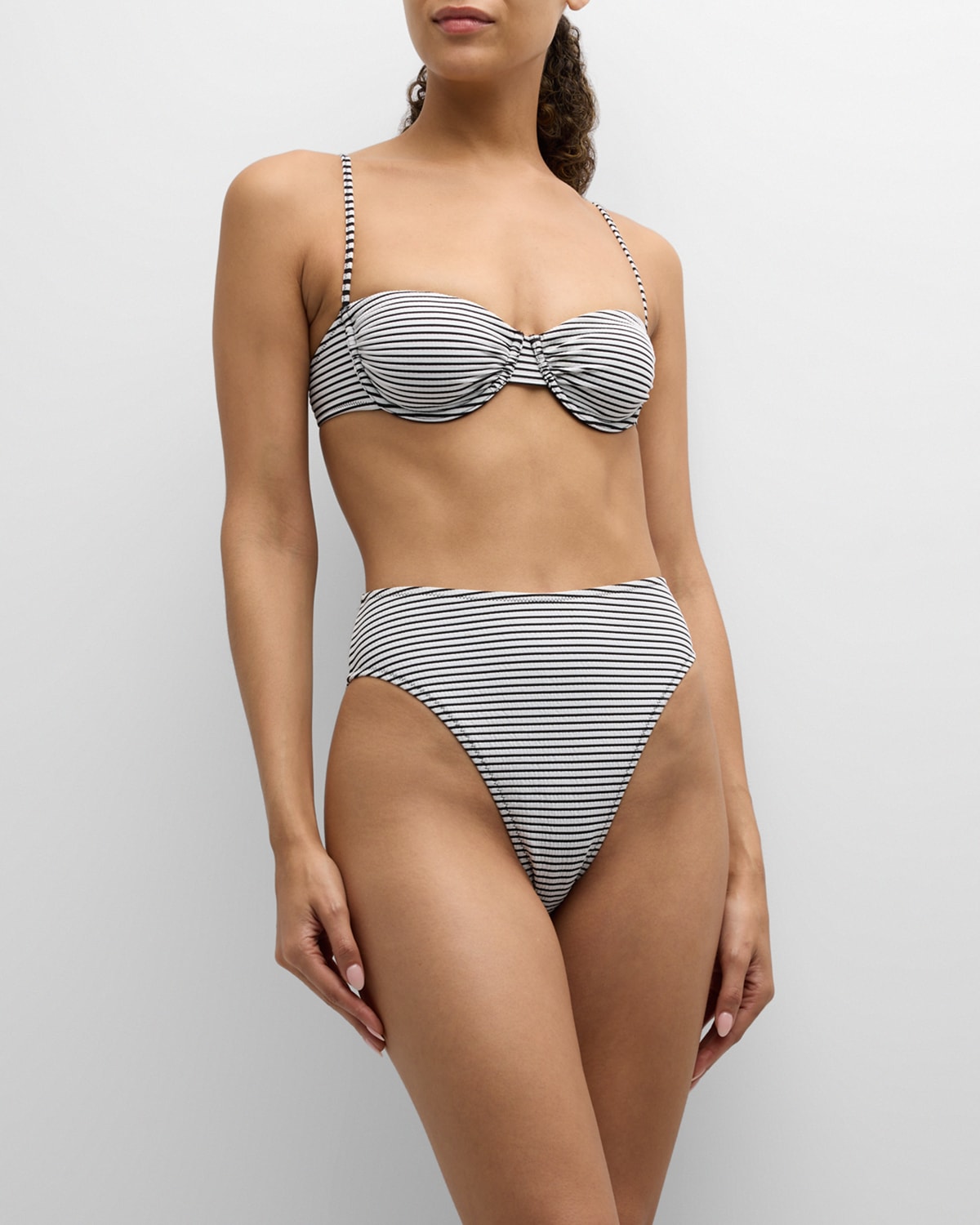 Shop Solid & Striped X Sofia Richie Grainge The Miranda Striped Bikini Bottoms In Stripe Seersucker