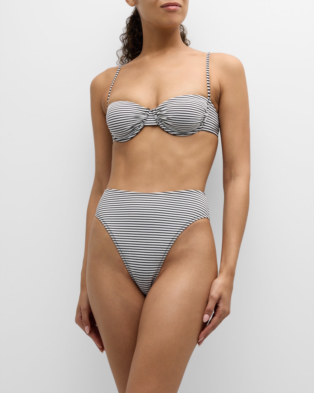 Shop Solid & Striped X Sofia Richie Grainge The Miranda Striped Bikini Top In Stripe Seersucker