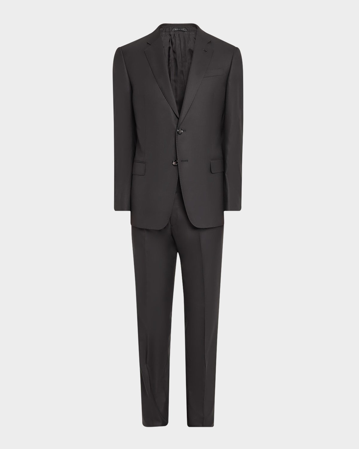 Shop Giorgio Armani Men's Basic Wool Two-piece Suit In Solid Black