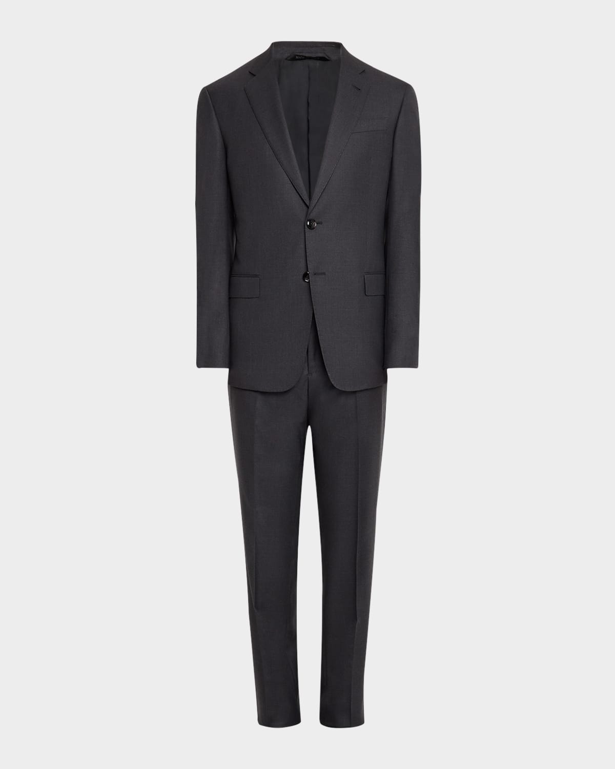 Shop Giorgio Armani Mne's Basic Wool Two-piece Suit In Solid Dark Grey