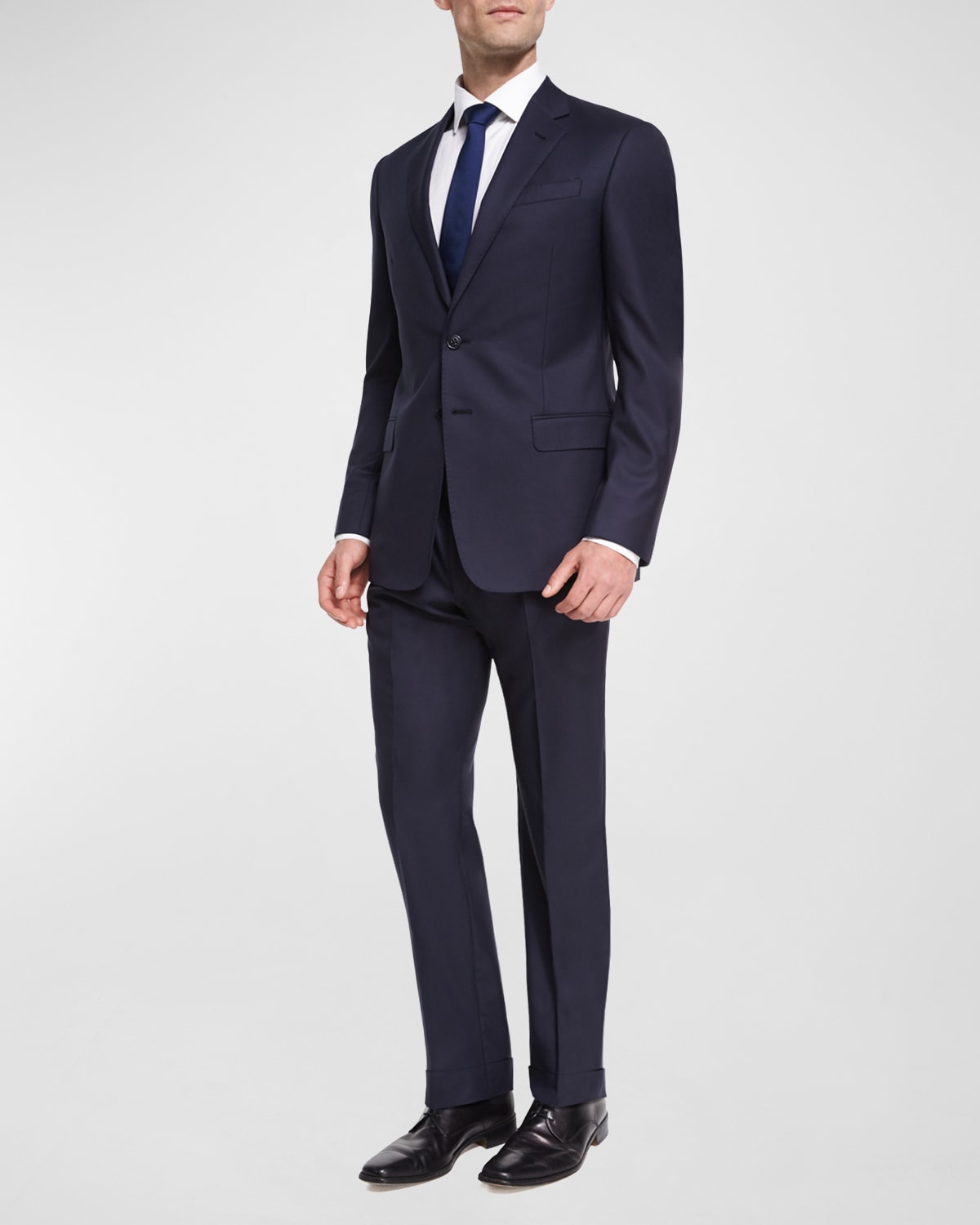 Shop Giorgio Armani Men's Solid Wool Suit In Solid Medium Blue