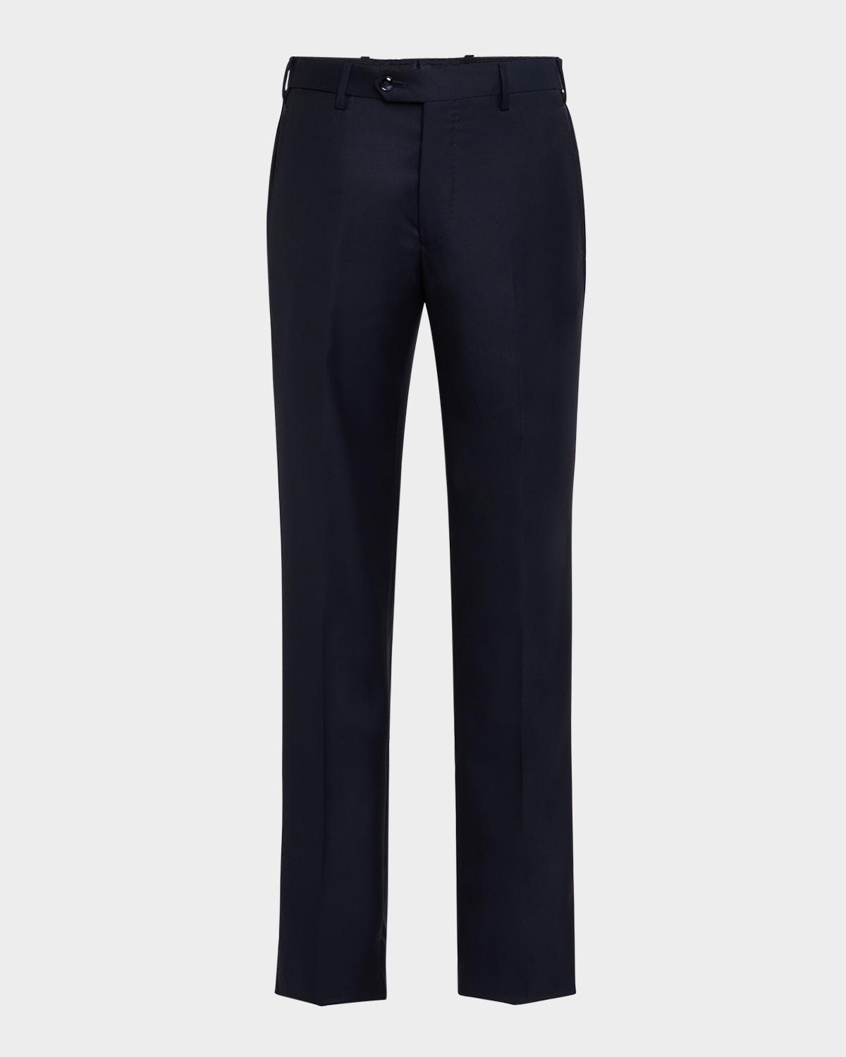 Giorgio Armani Flat-front Trousers In Chevron Jacquard Viscose In Solid Dark Blue