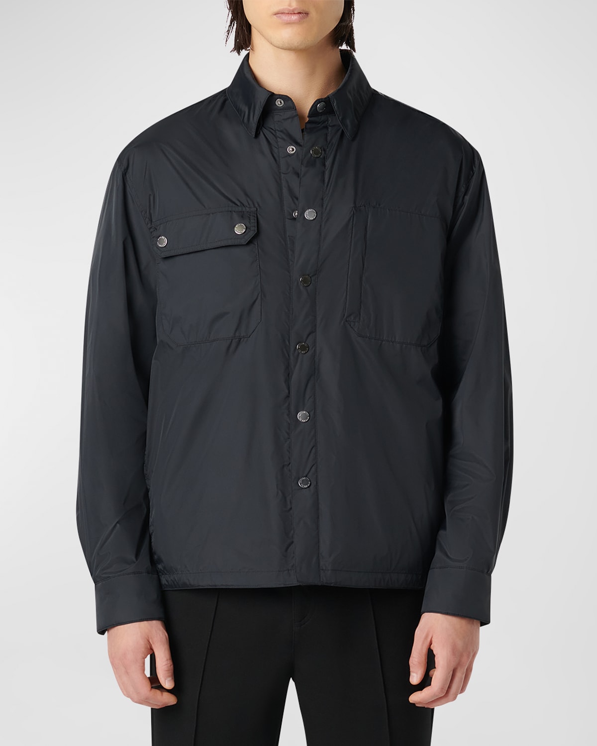 Shop Bugatchi Men's Nylon Shirt Jacket In Black