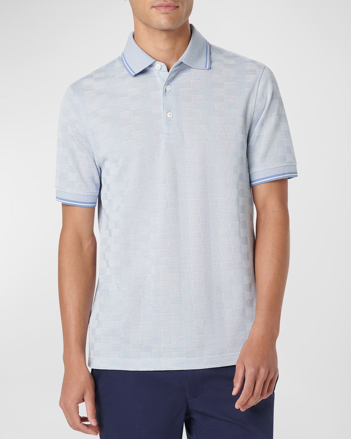 Shop Bugatchi Men's Cotton Jacquard Polo Shirt In Air Blue