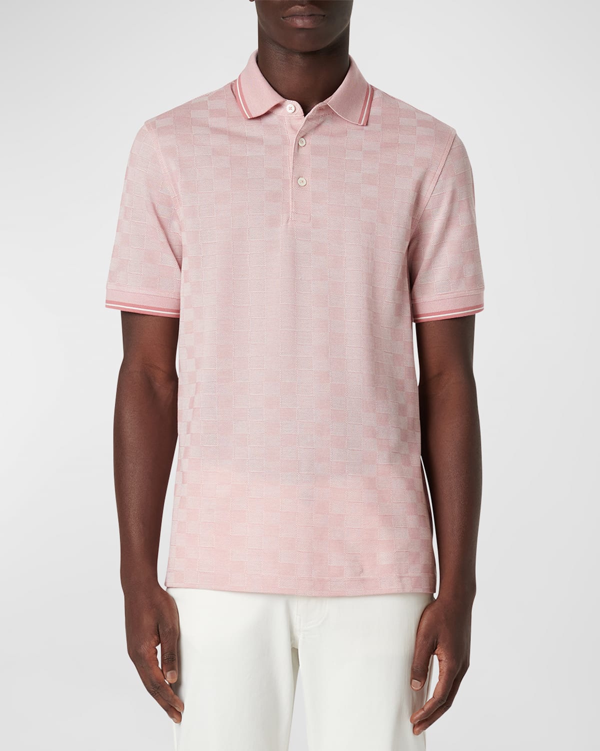Shop Bugatchi Men's Cotton Jacquard Polo Shirt In Dusty Pink