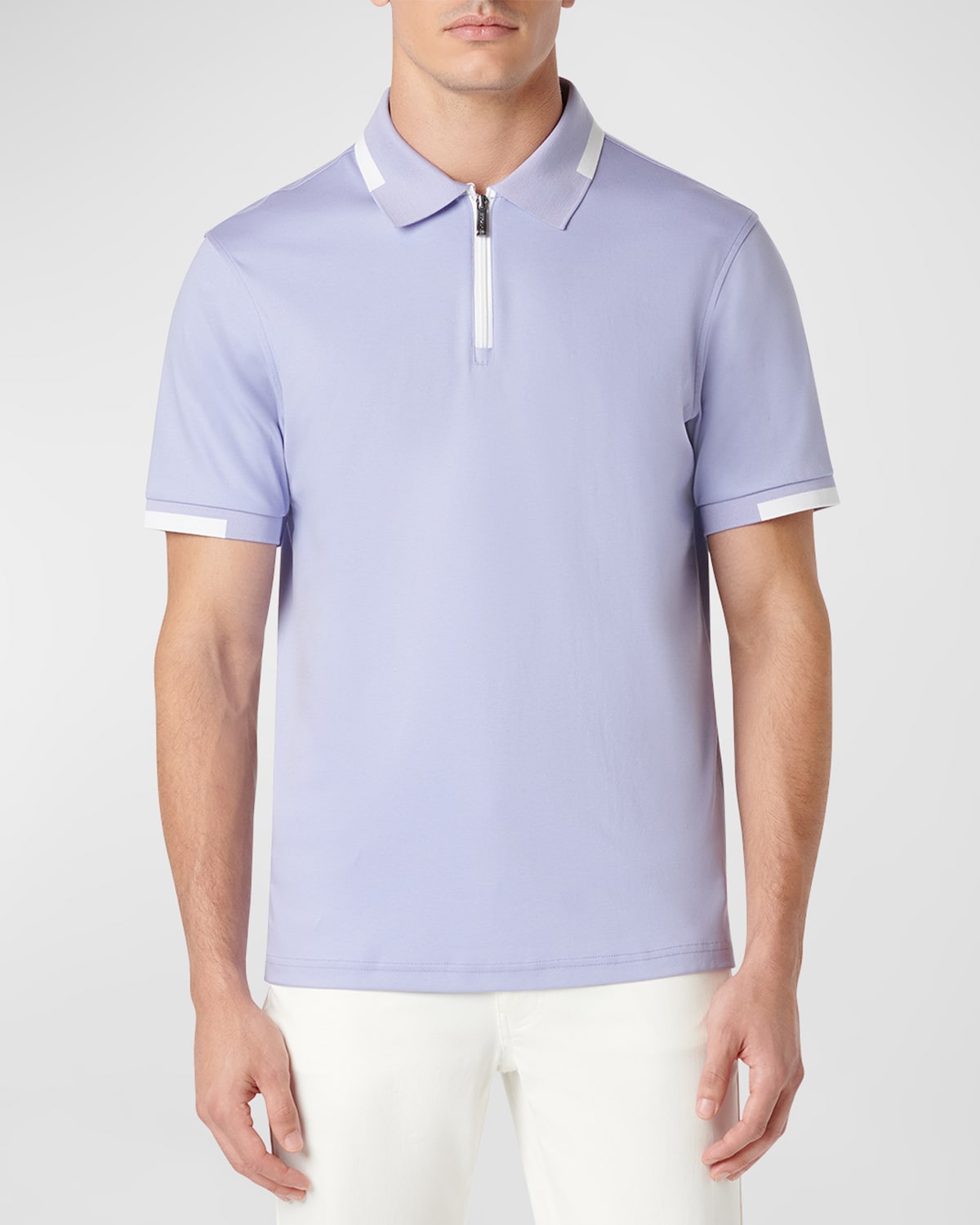 Shop Bugatchi Men's Pima Cotton Quarter-zip Polo Shirt In Lavender