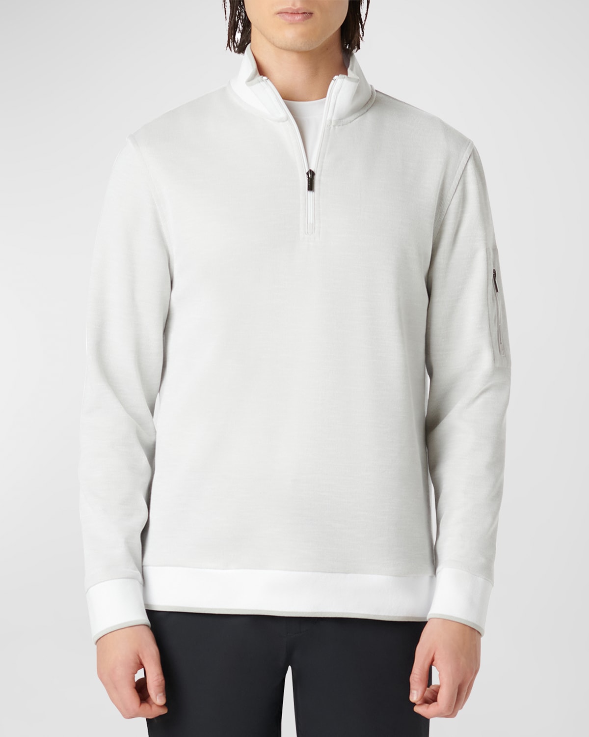 Bugatchi Men's Knit Quarter-zip Sweater In White