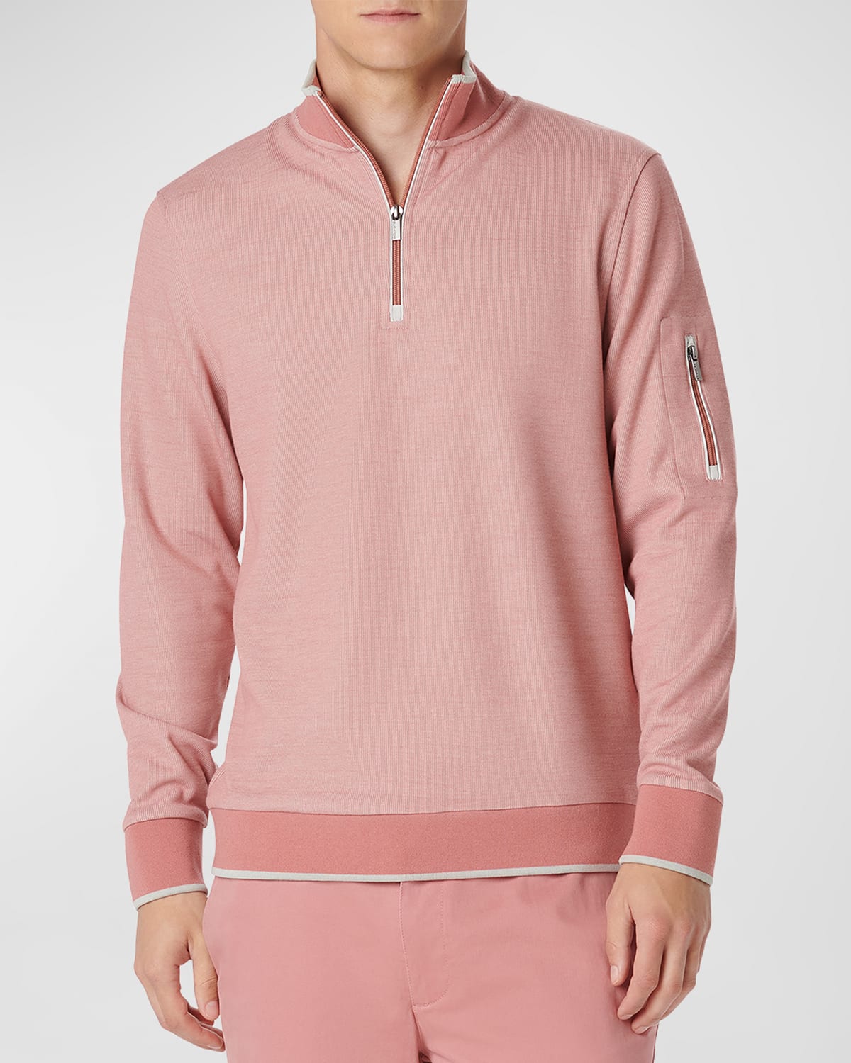 Bugatchi Men's Knit Quarter-zip Sweater In Dusty Pink