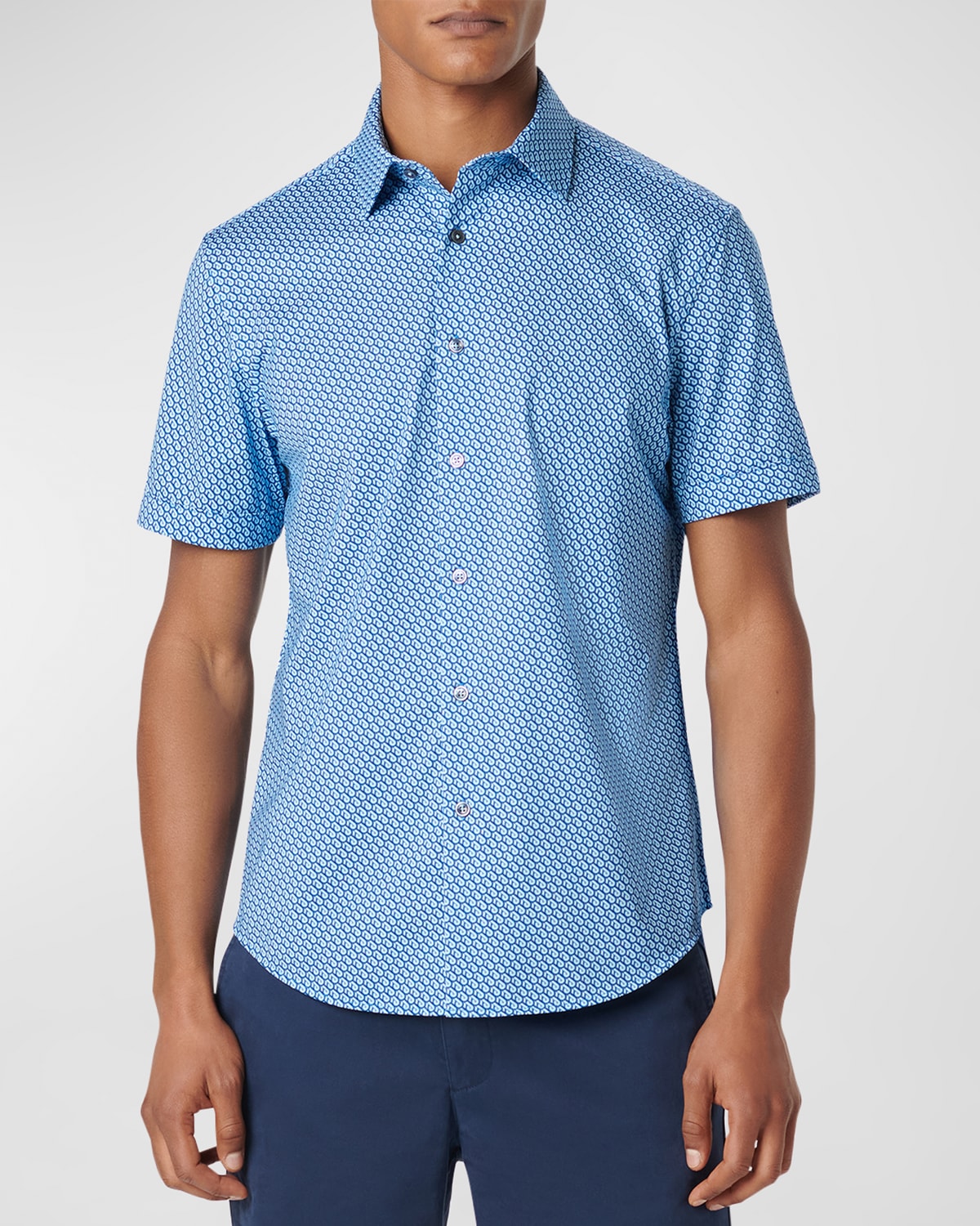 Bugatchi Men's Miles Ooohcotton Short-sleeve Shirt In Classic Blue