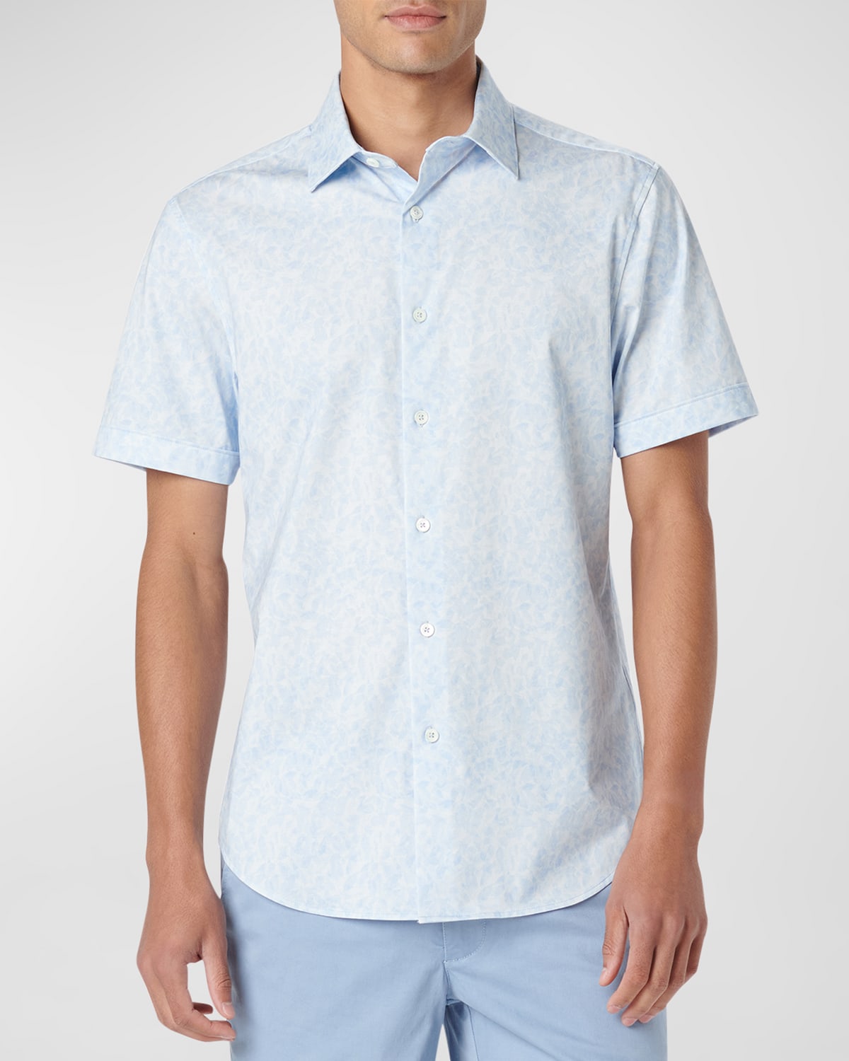 Shop Bugatchi Men's Miles Ooohcotton Short-sleeve Shirt In Sky