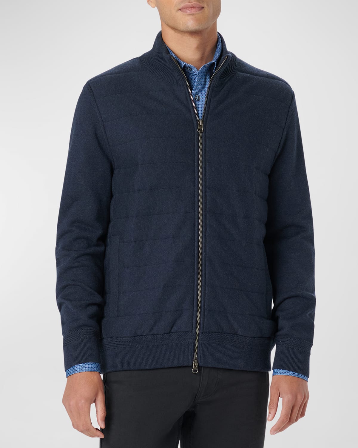 Bugatchi Men's Cotton Knit Full-zip Sweater Jacket In Navy