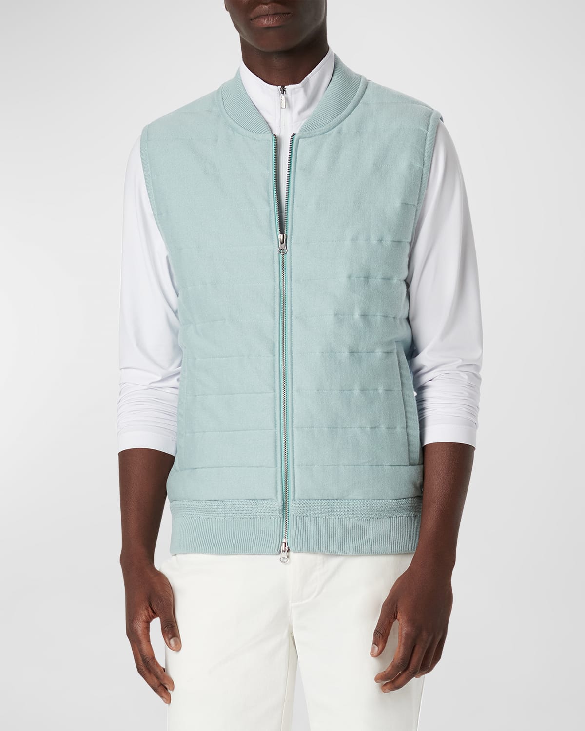 Shop Bugatchi Men's Cotton Full-zip Sweater Vest In Seafoam