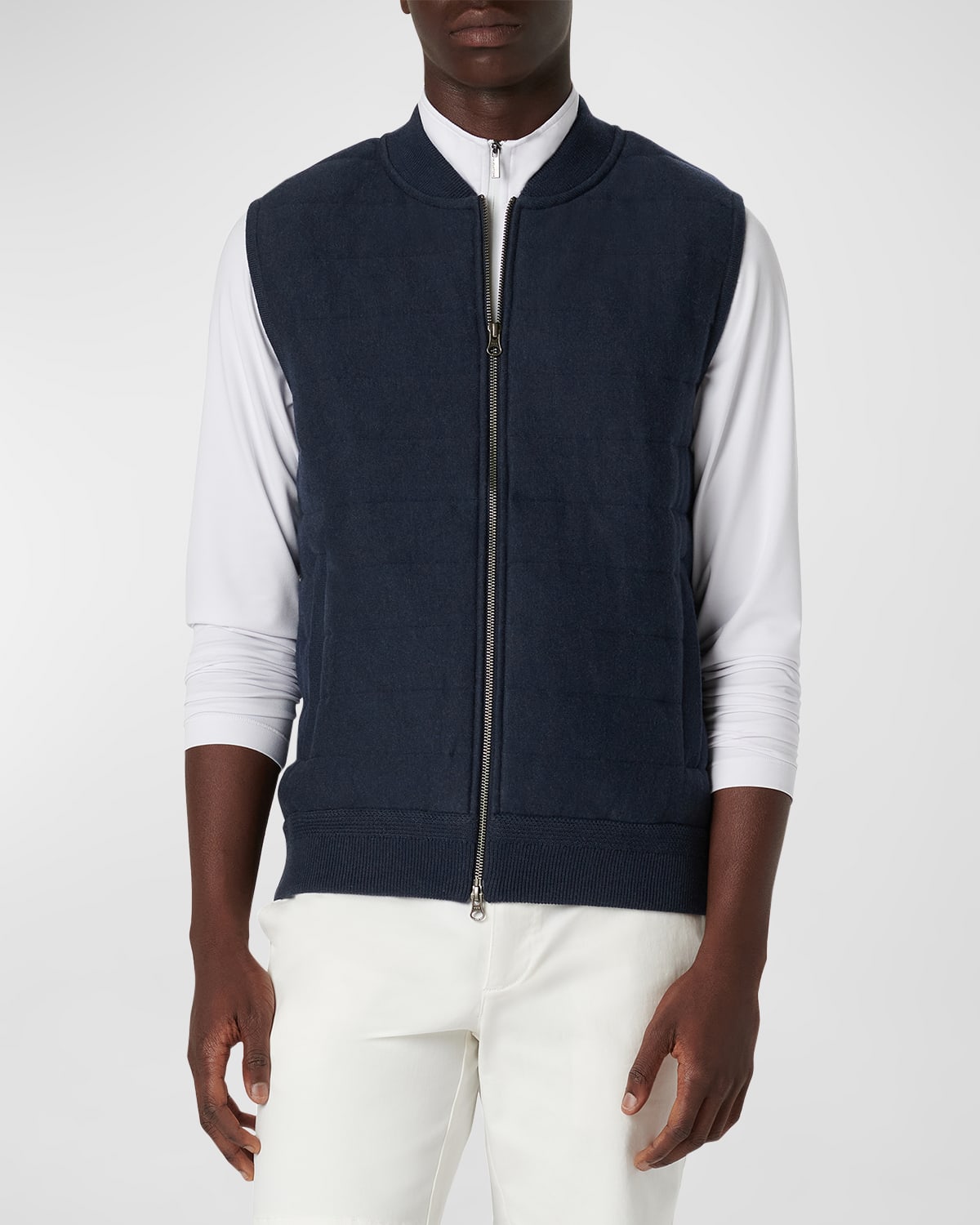 Shop Bugatchi Men's Cotton Full-zip Sweater Vest In Navy