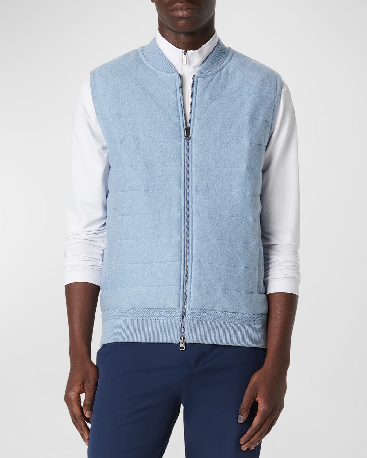 Shop Bugatchi Men's Cotton Full-zip Sweater Vest In Air Blue