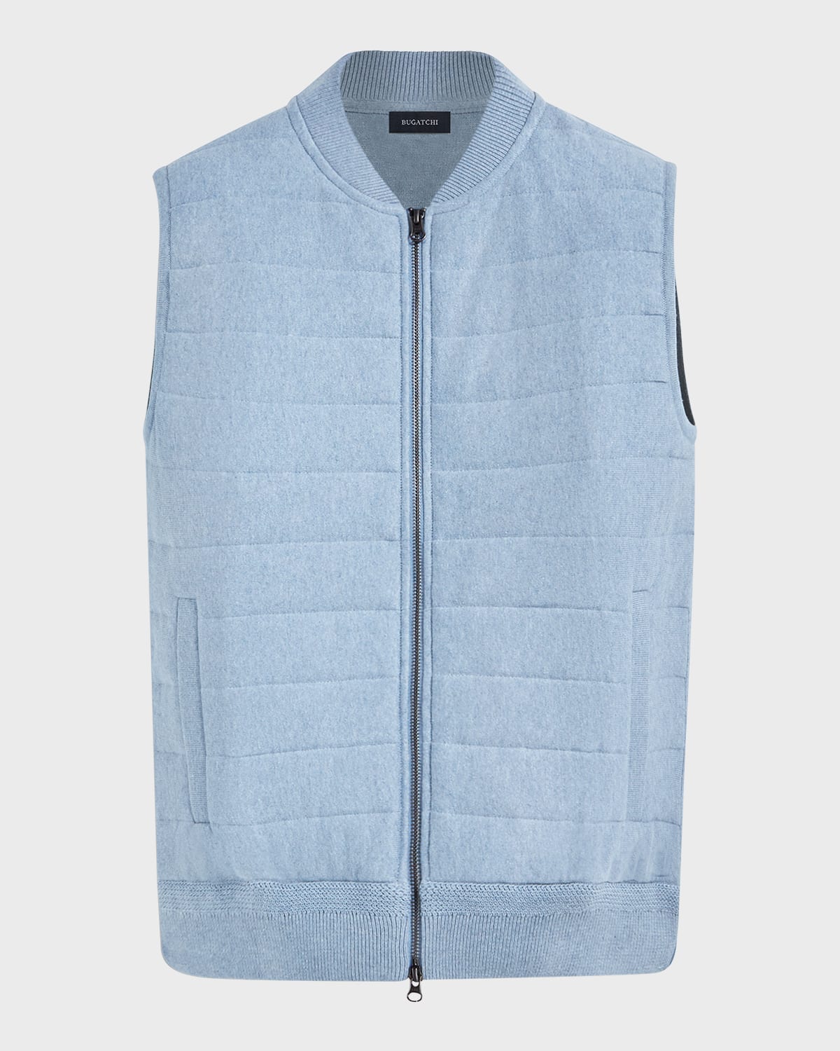 Shop Bugatchi Men's Cotton Full-zip Sweater Vest In Air Blue