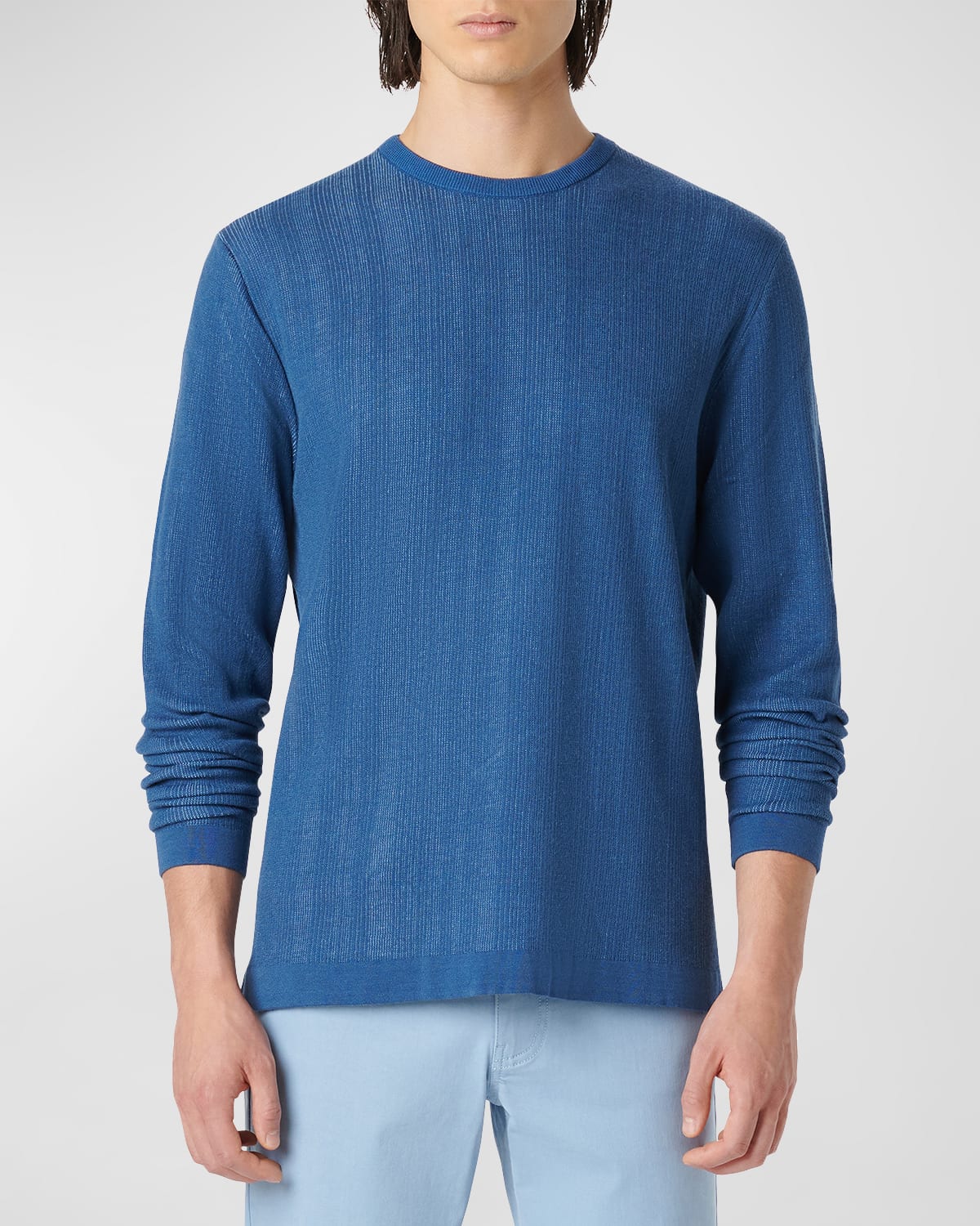 Shop Bugatchi Men's Cotton-silk Crewneck Sweater In Slate
