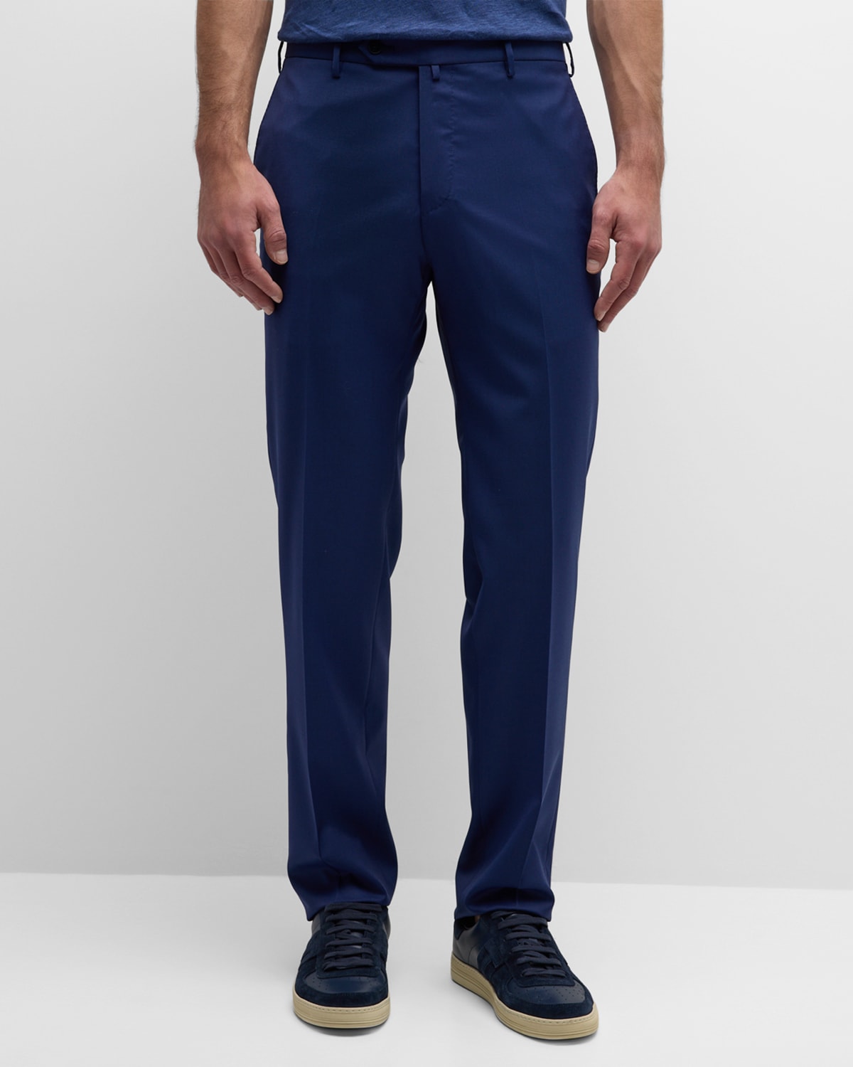 Shop Zanella Men's Parker Platinum Super 130s Trousers In Med Blue 0