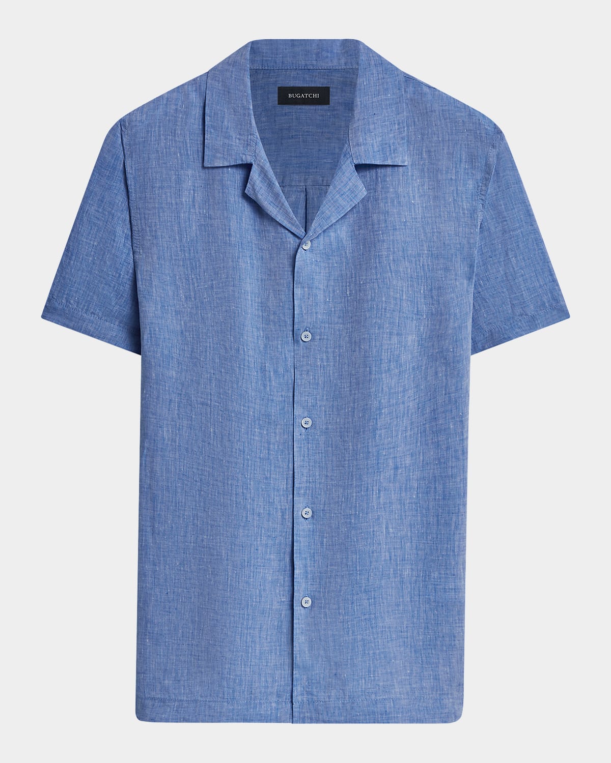 Bugatchi Jackson Shaped Fit Linen Button-up Camp Shirt In Classic Blue