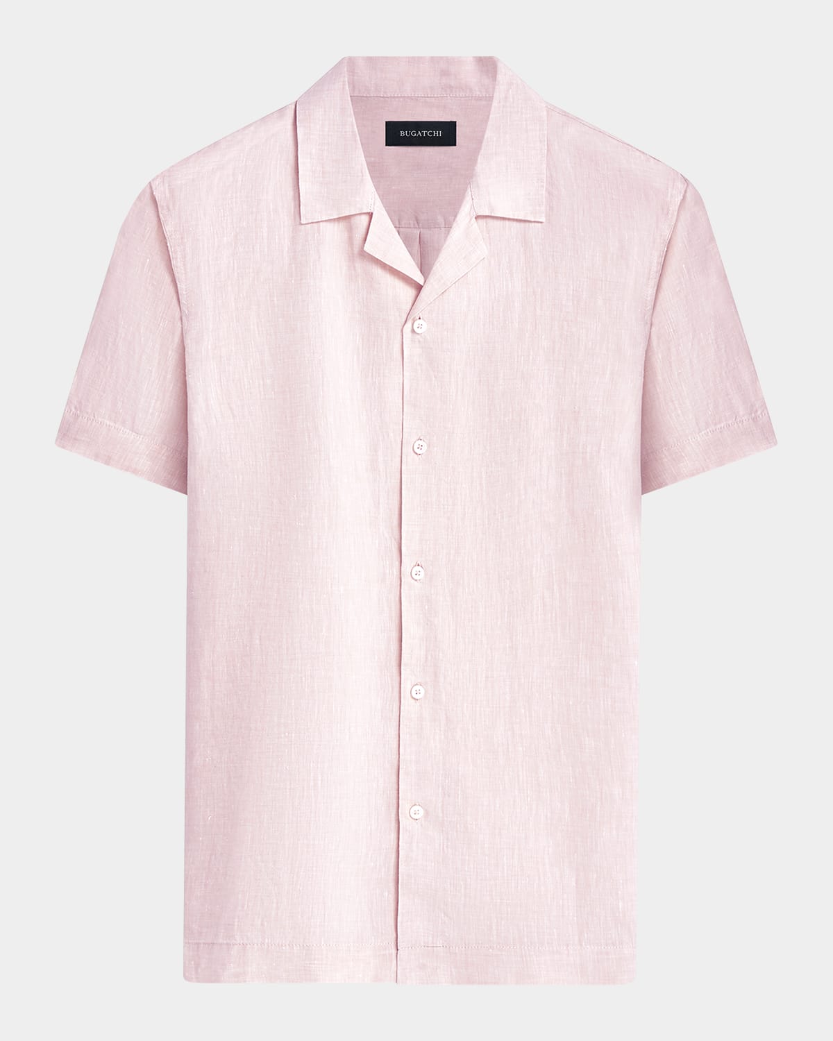 Bugatchi Jackson Shaped Fit Linen Button-up Camp Shirt In Pink