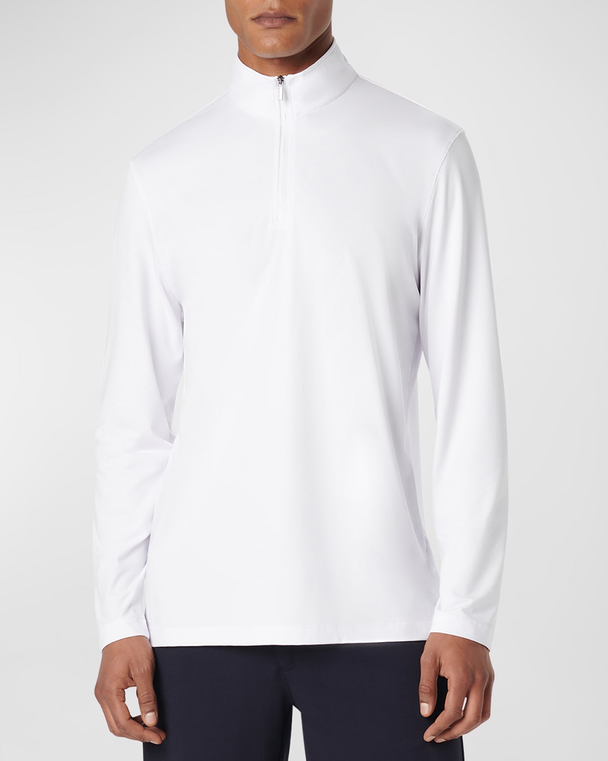 Shop Bugatchi Men's Uv50 Performance Quarter-zip Sweater In White