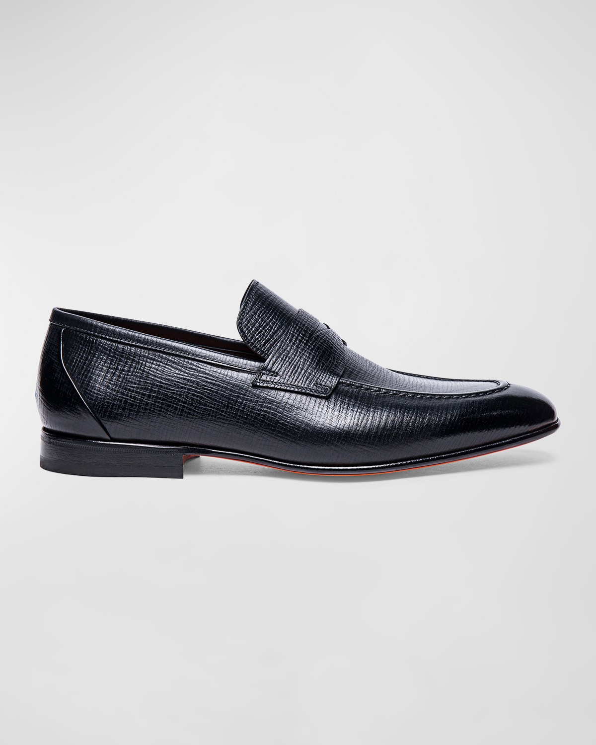 Shop Santoni Men's Gannon Leather Penny Loafers In Black