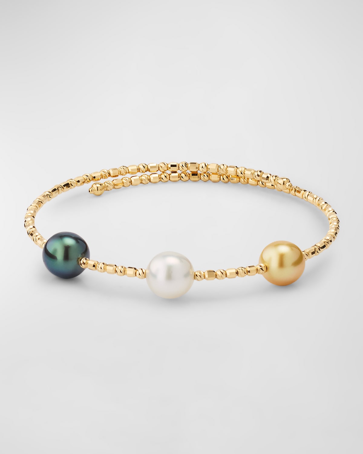18K Yellow Gold Multi-Color Tahitian and South Sea Pearl Wrap Bracelet