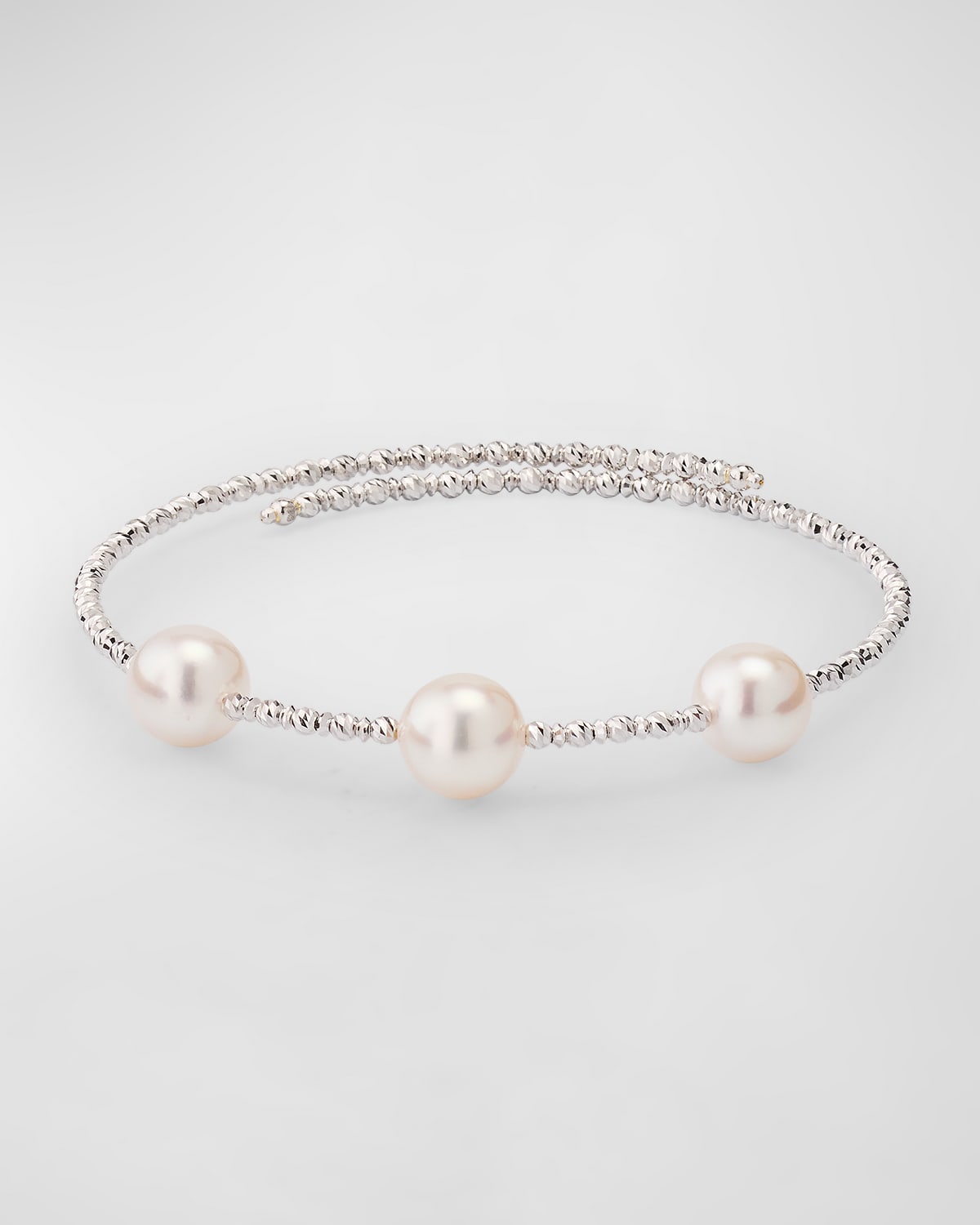 18K White Gold Akoya Pearl Wrap Bracelet