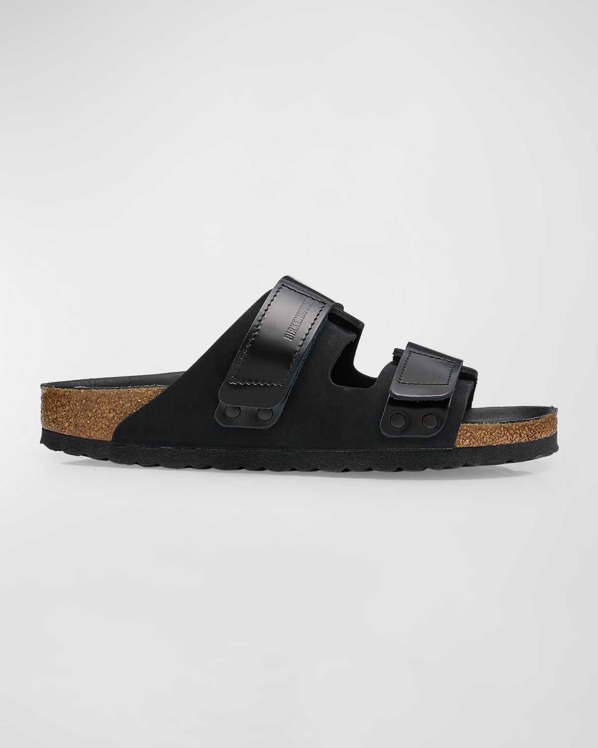 Birkenstock Uji Mixed Leather Dual-grip Slide Sandals In Black