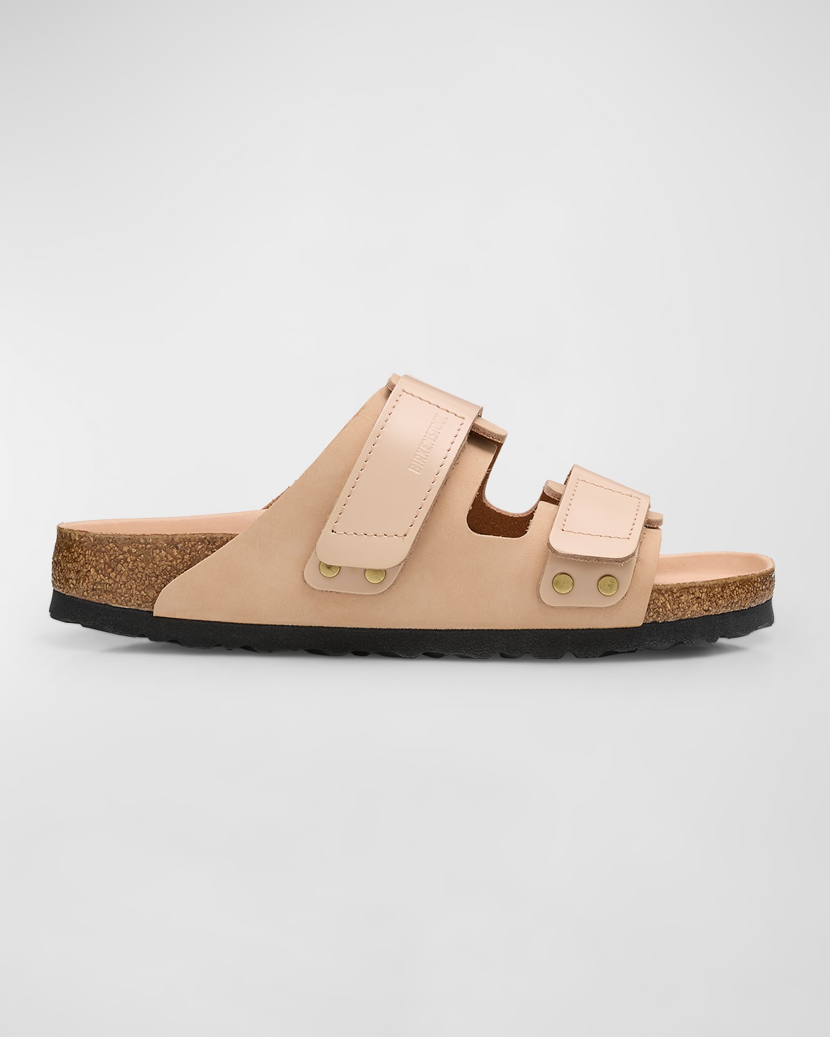 Birkenstock Uji Leather Dual-grip Slide Sandals In New Beige