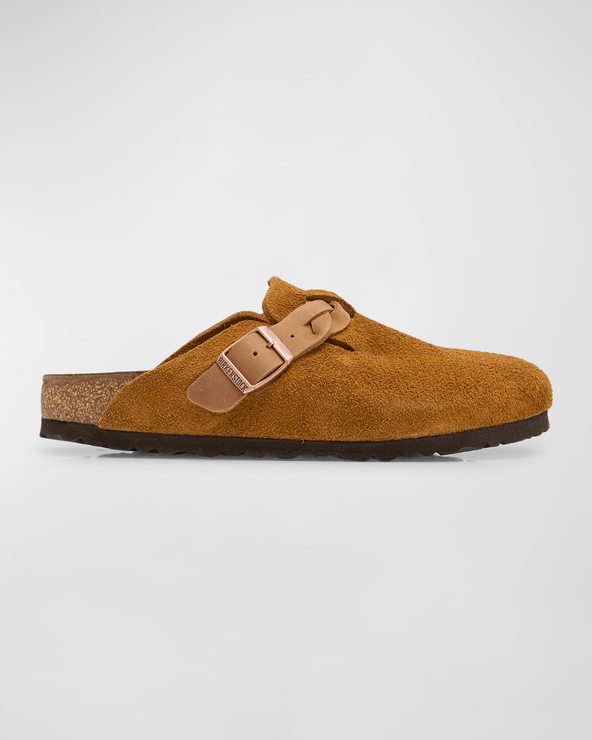 BIRKENSTOCK BOSTON SUEDE BRAID BUCKLE CLOGS