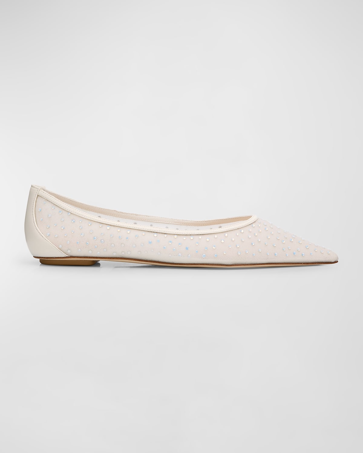 Stuart Weitzman Emilia Crystal Mesh Ballerina Flats In Neutral